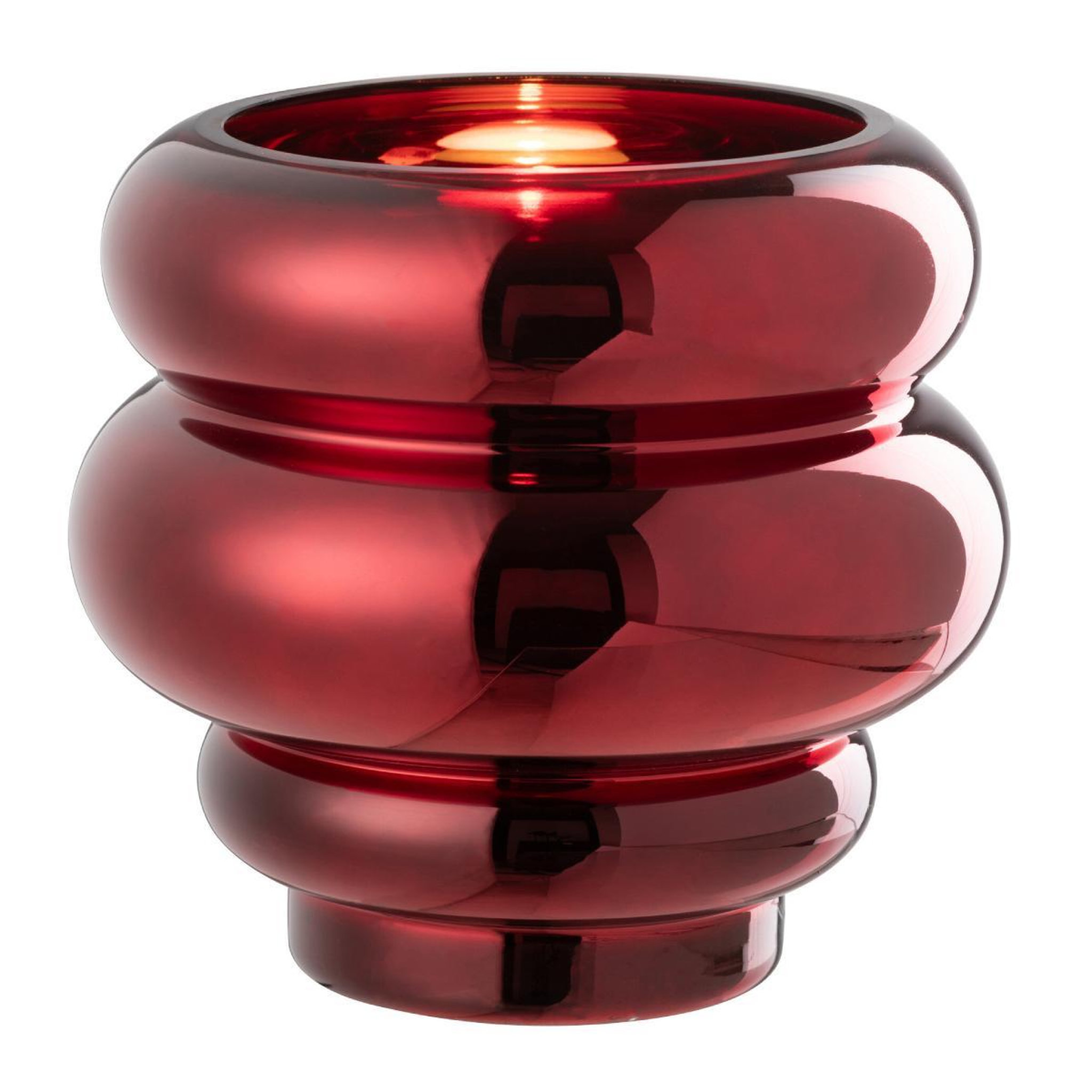 J-LINE Photophore Design  Cléa  20cm Rouge Foncé