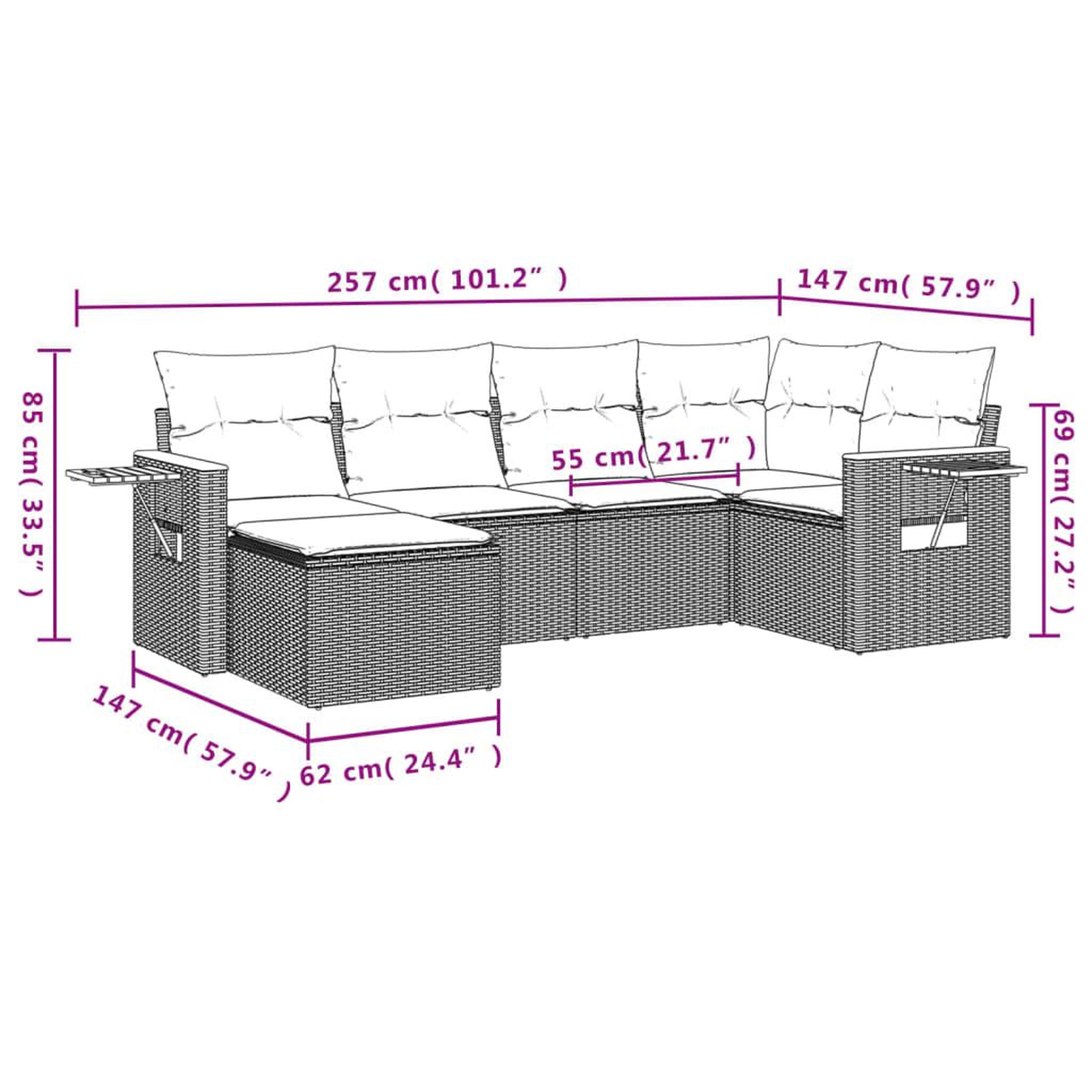 Voir la diapositive 6 : VIDAXL Salon de jardin 6 pcs avec coussins noir resine tressee