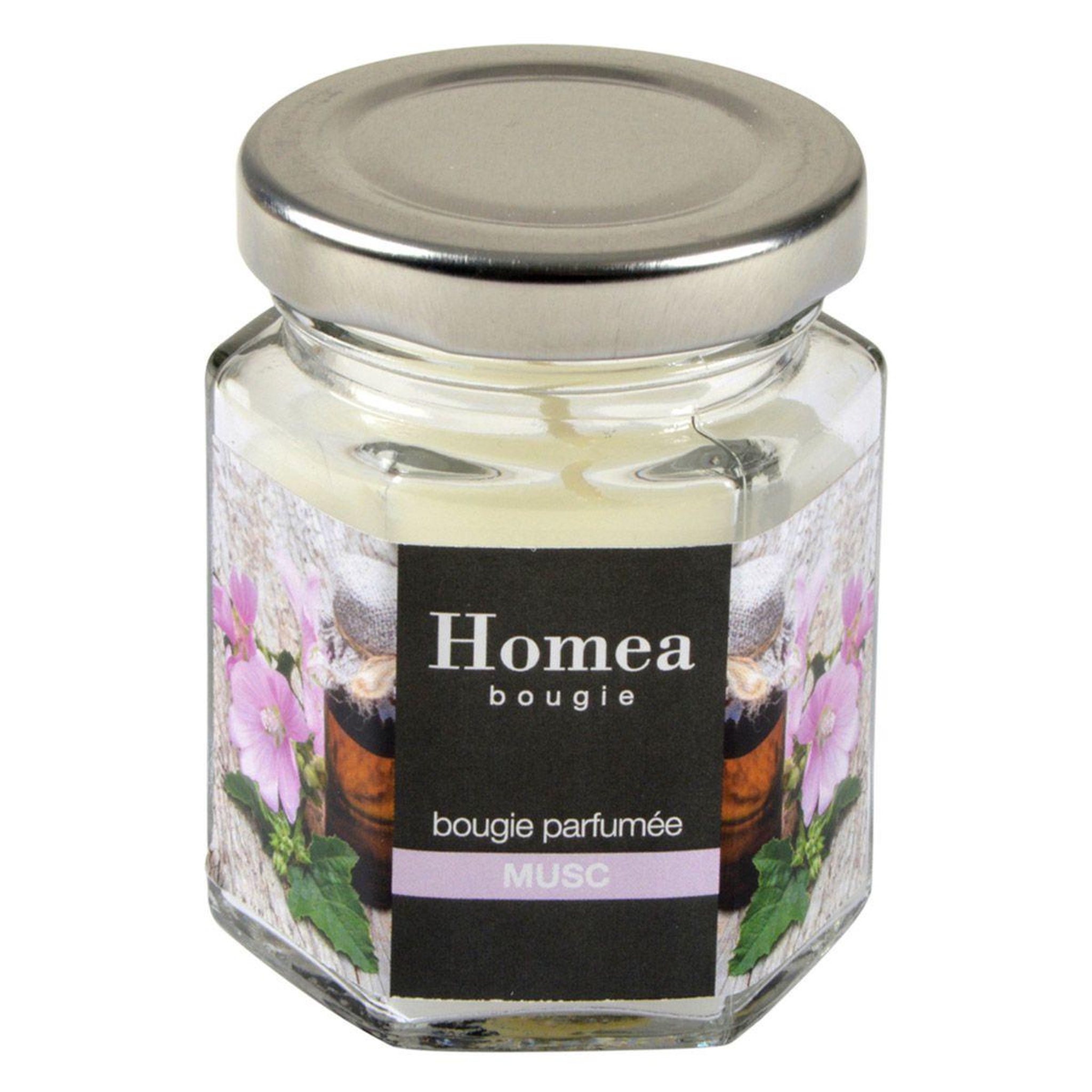 Voir la diapositive 1 : HOMEA Bougie Verrine Parfumée  Essentiel  7cm Musc