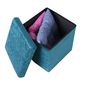 Voir la diapositive 4 : TOILINUX Pouf de rangement pliable Kube en velours - Bleu Vert