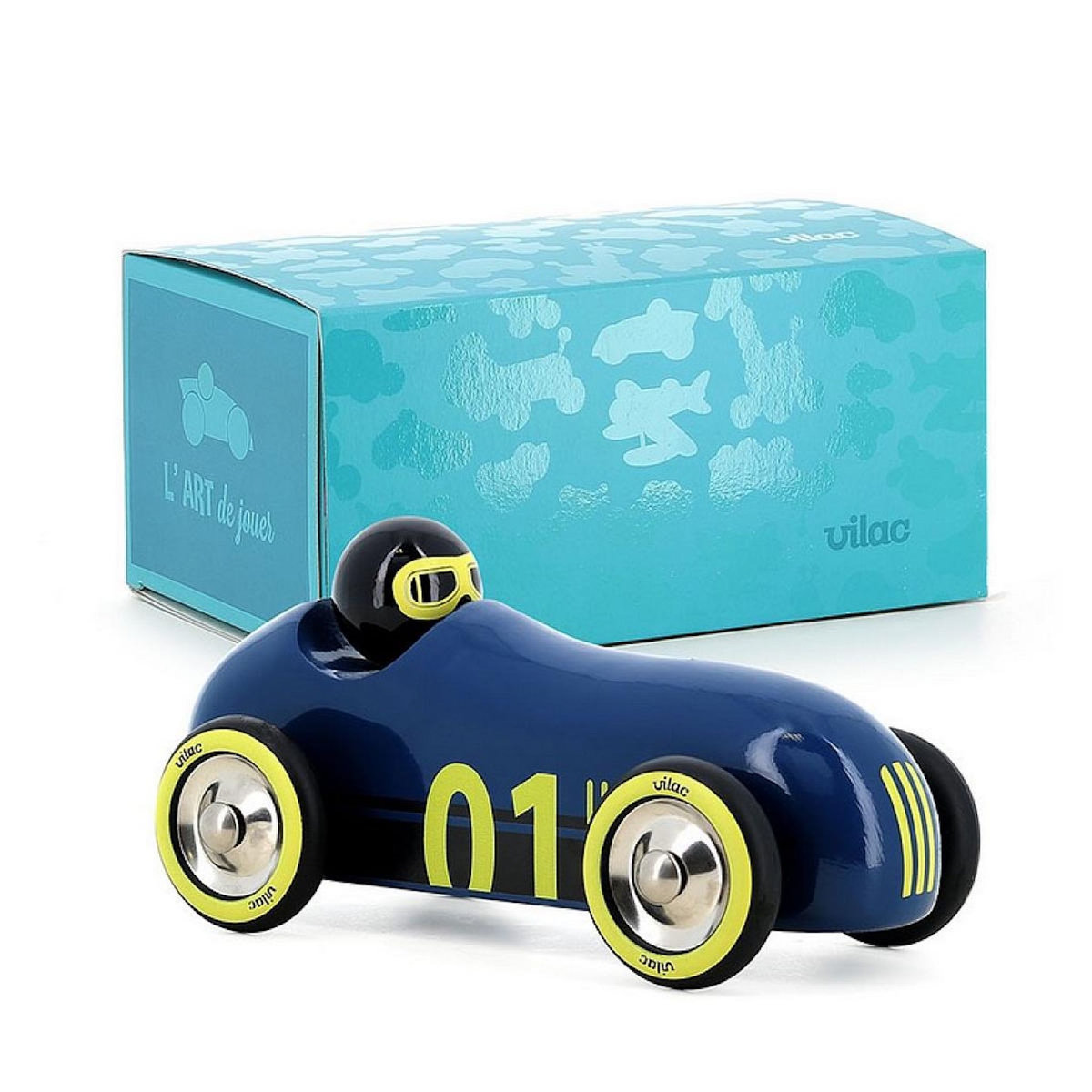 Vilac Voiture en bois Old sport Compet - Bleu noir