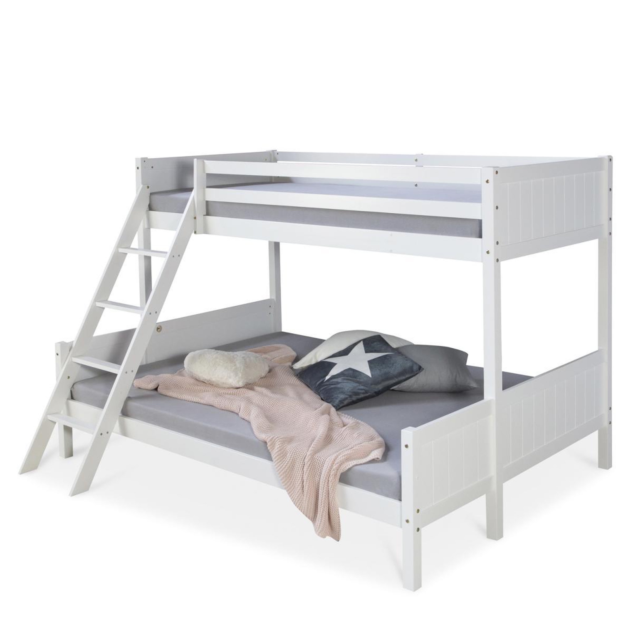 HomeStyle4U Lit Superposé 90x200 et 140x200 - 2 Matelas