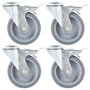 Voir la diapositive 1 : VIDAXL 4pcs Roulettes pivotantes a trou de boulon a double frein 100mm