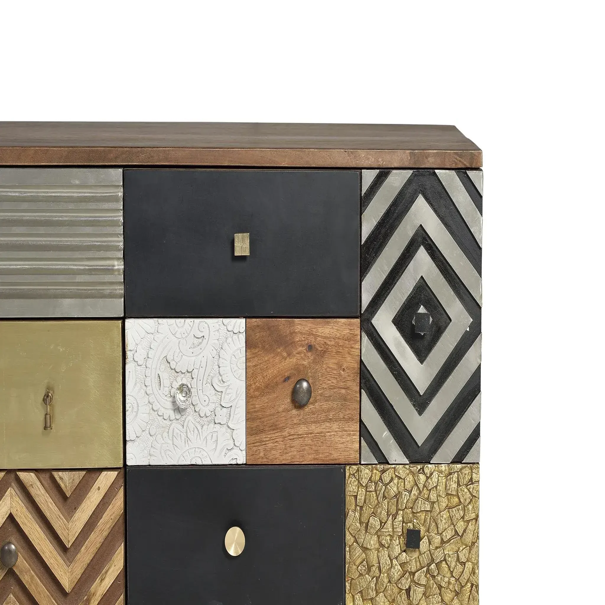 Voir la diapositive 2 : GINER Y COLOMER SL Buffet en bois de manguier 150cm style boho rétro