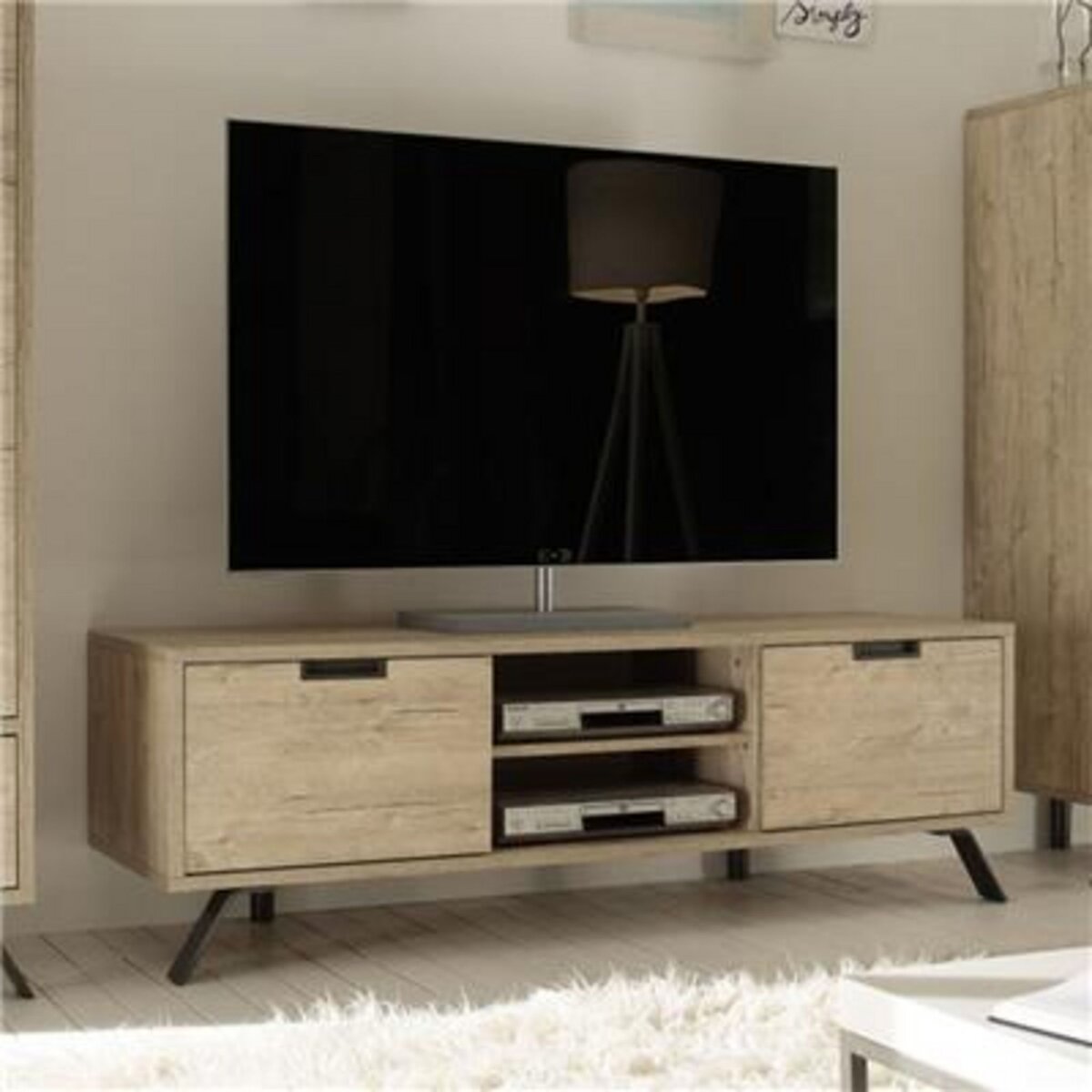 NOUVOMEUBLE Petit meuble tv moderne couleur bois clair JACE