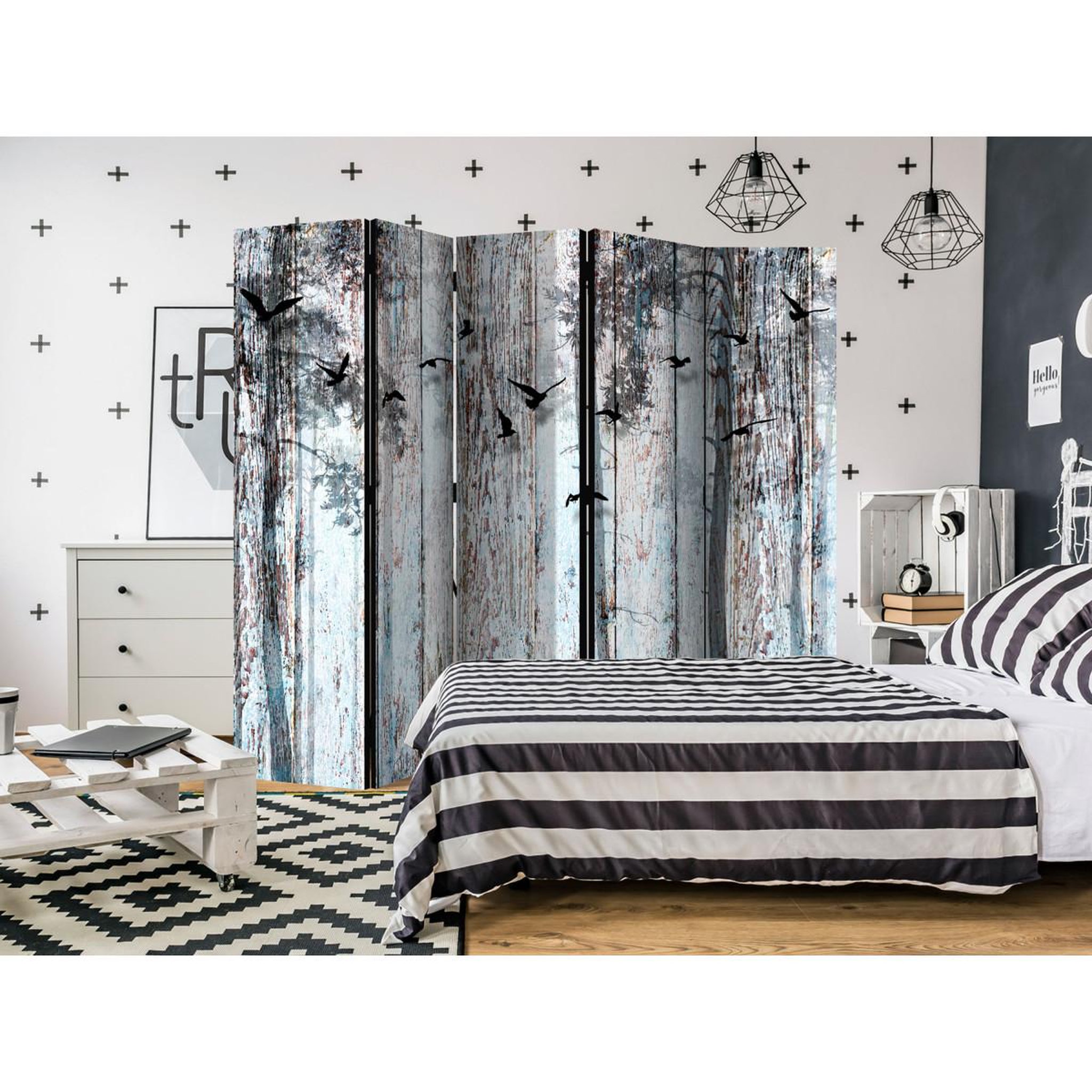 Voir la diapositive 2 : Paris Prix Paravent 5 volets  rustic boards  172x225cm