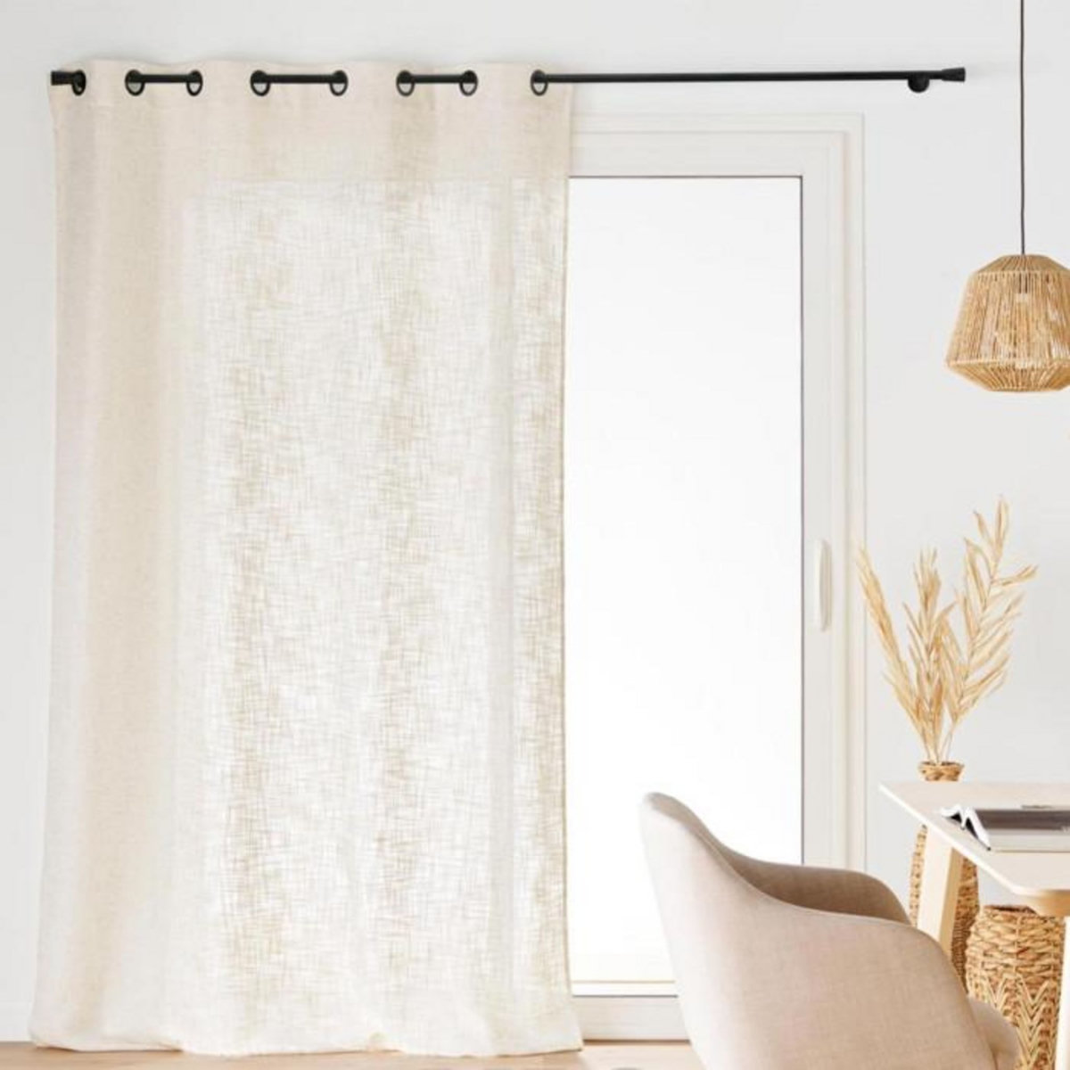 Paris Prix Rideau à Œillets Effet Lin Tissé  Igor  140x280cm Naturel