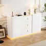 Voir la diapositive 5 : MERAX Buffet 2 porte(s) 3 tiroir(s) - 150 cm blanc led panneau de particules