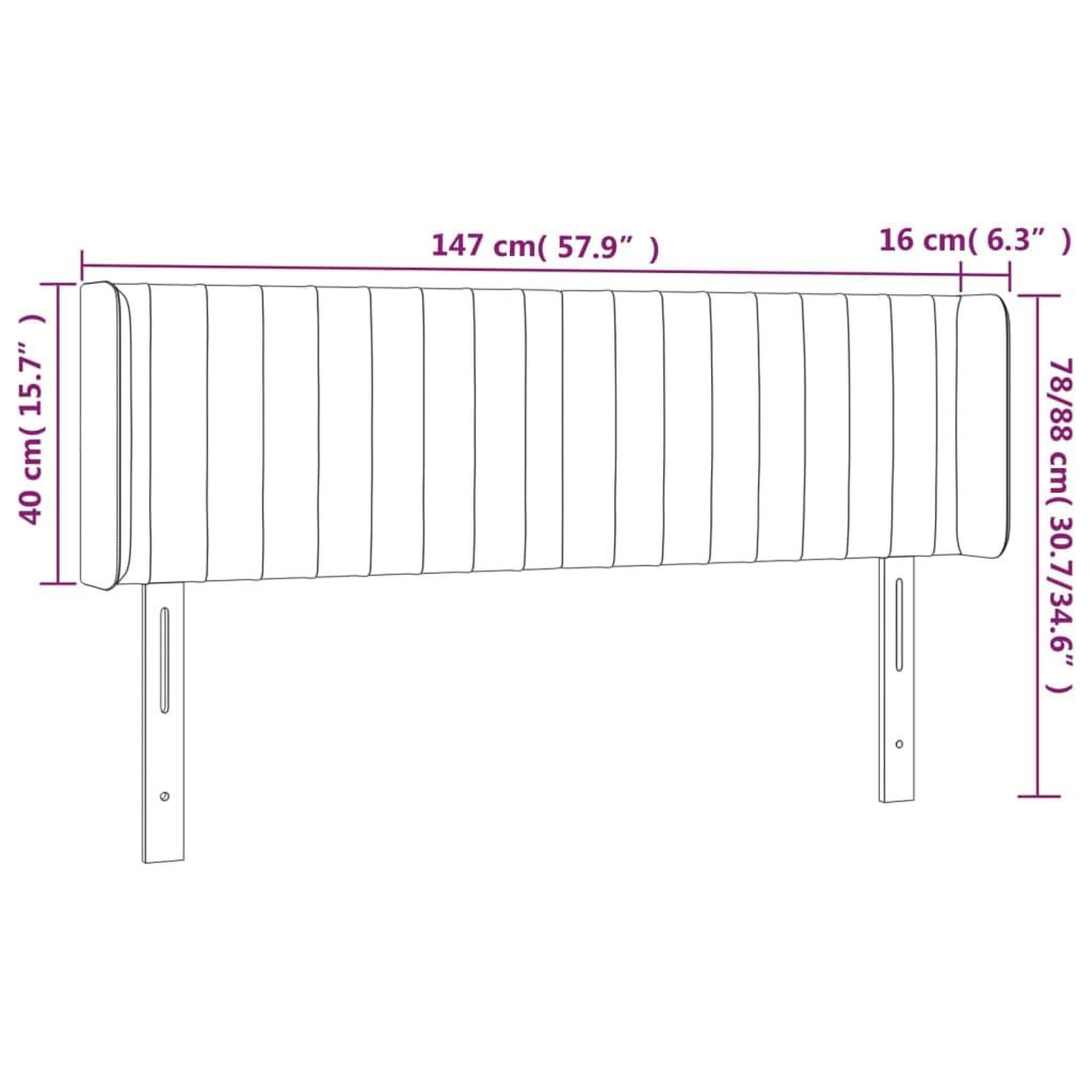 Voir la diapositive 6 : VIDAXL Tete de lit a LED Gris clair 147x16x78/88 cm Tissu