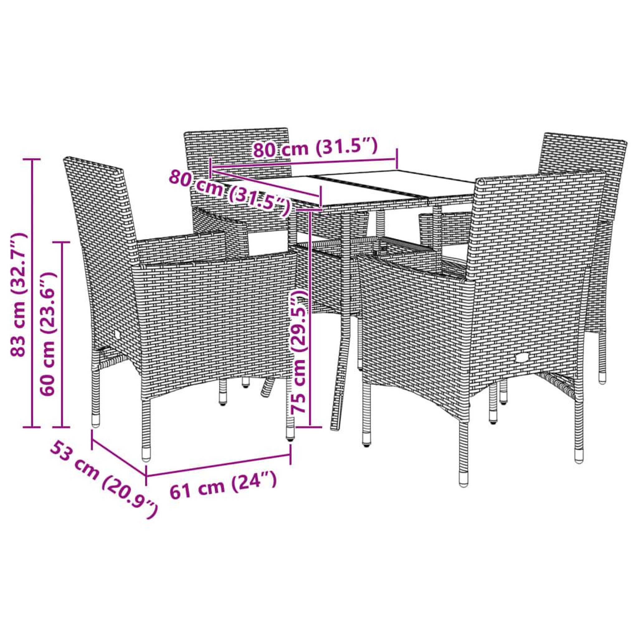 Voir la diapositive 6 : VIDAXL Ensemble a manger de jardin et coussins 5 pcs gris rotin verre