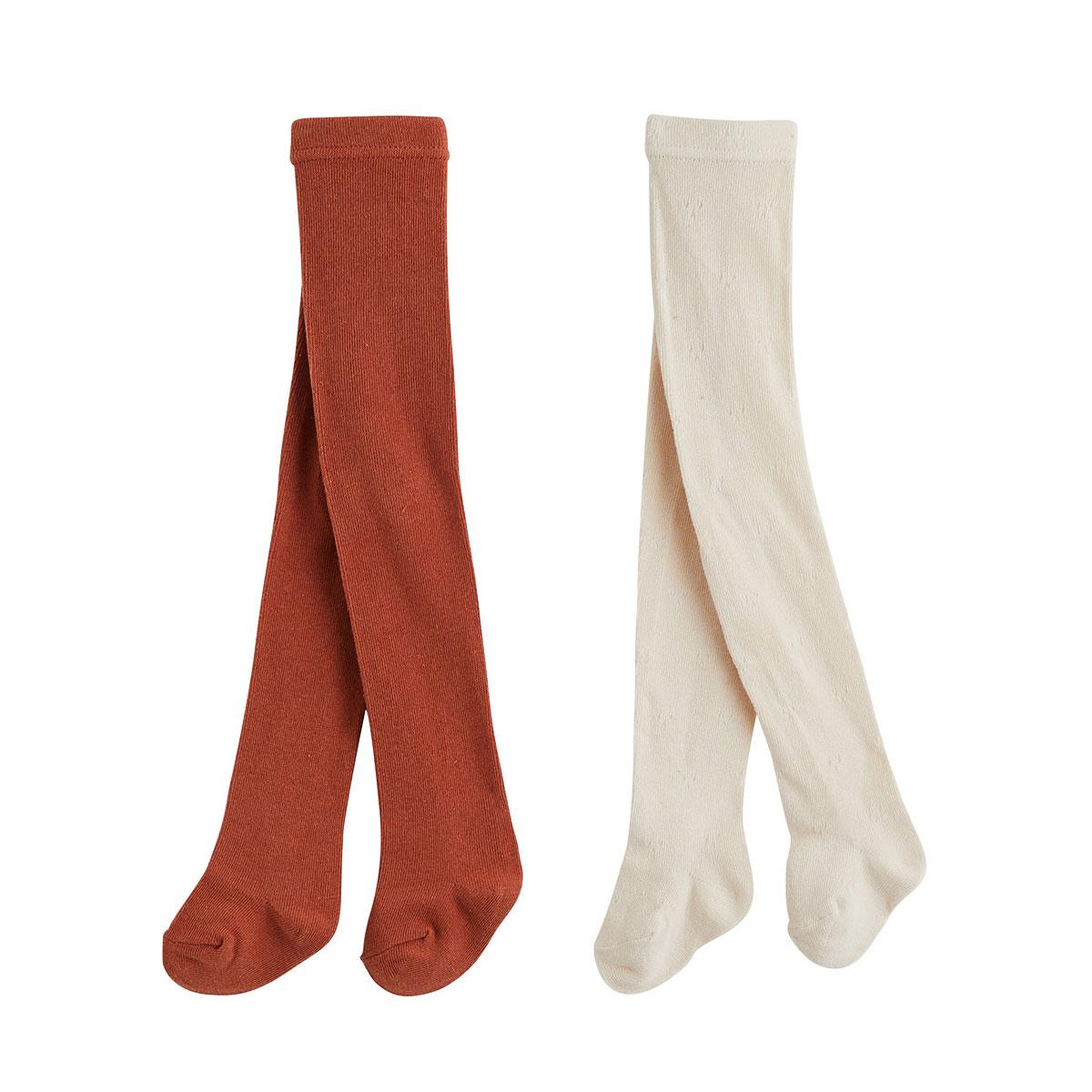 PETIT BEGUIN Lot de 2 paires de collants enfant ollie. Coloris disponibles : Orange