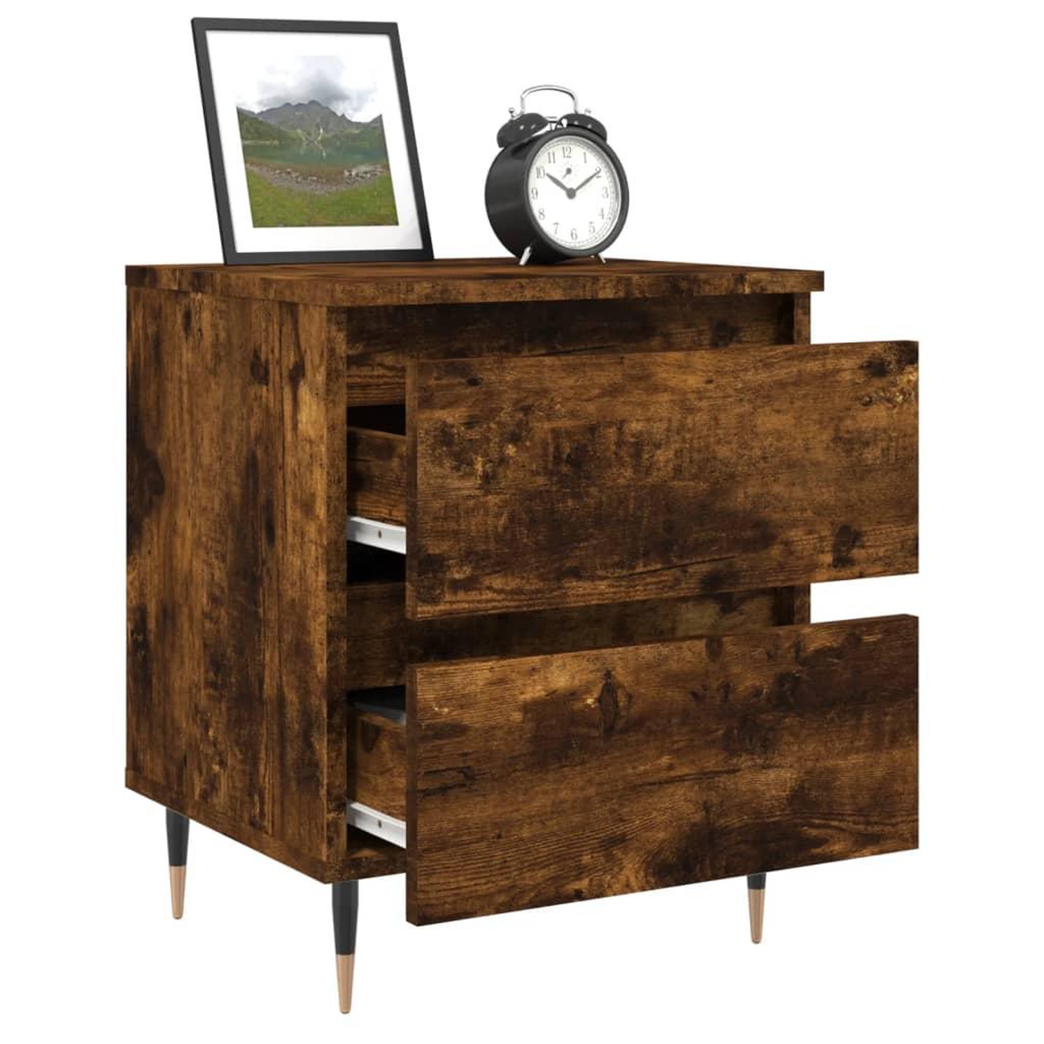 Voir la diapositive 4 : VIDAXL Tables de chevet 2 pcs chene fume 40x35x50 cm bois ingenierie