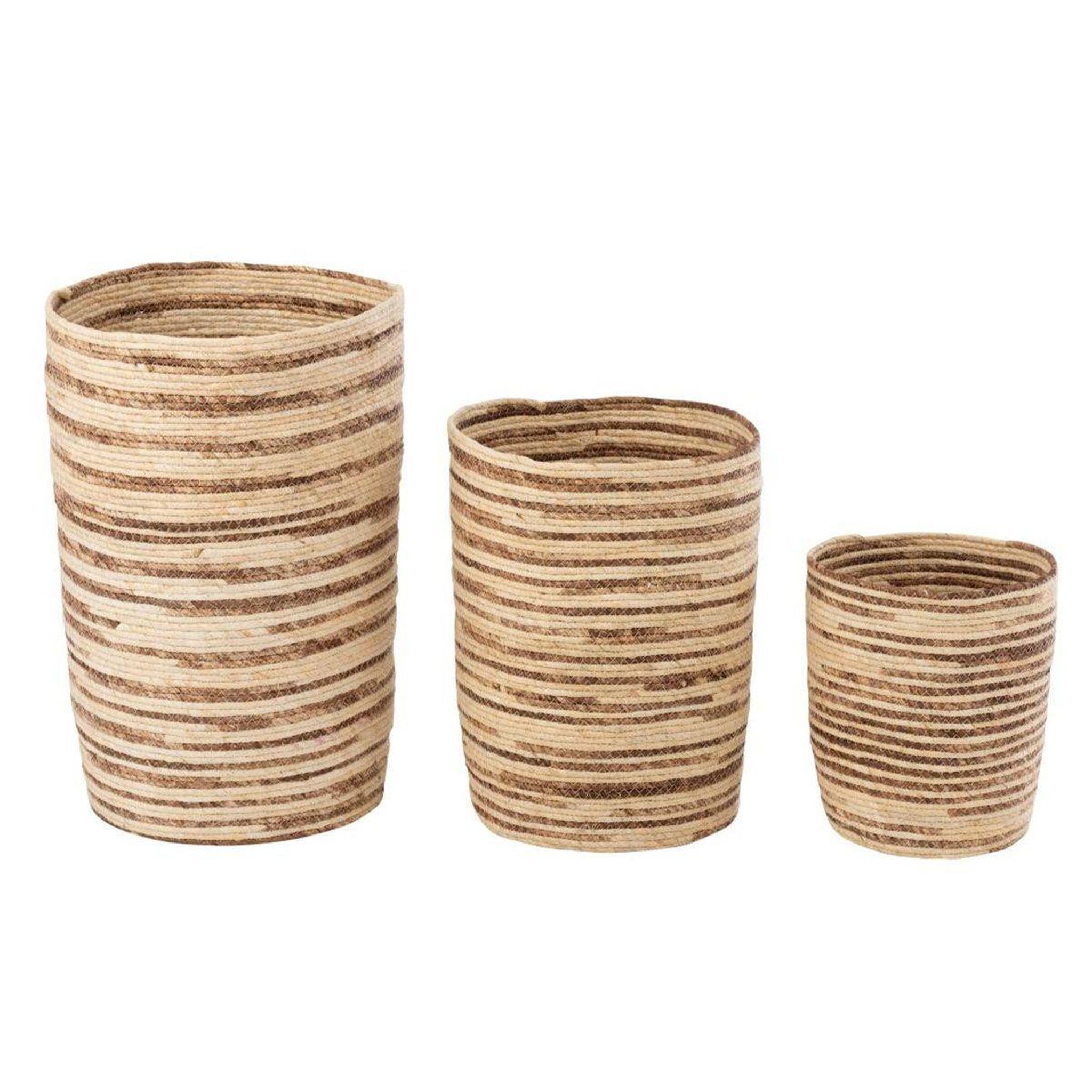Voir la diapositive 2 : J-LINE Lot de 3 Paniers  Rangement  60cm Naturel