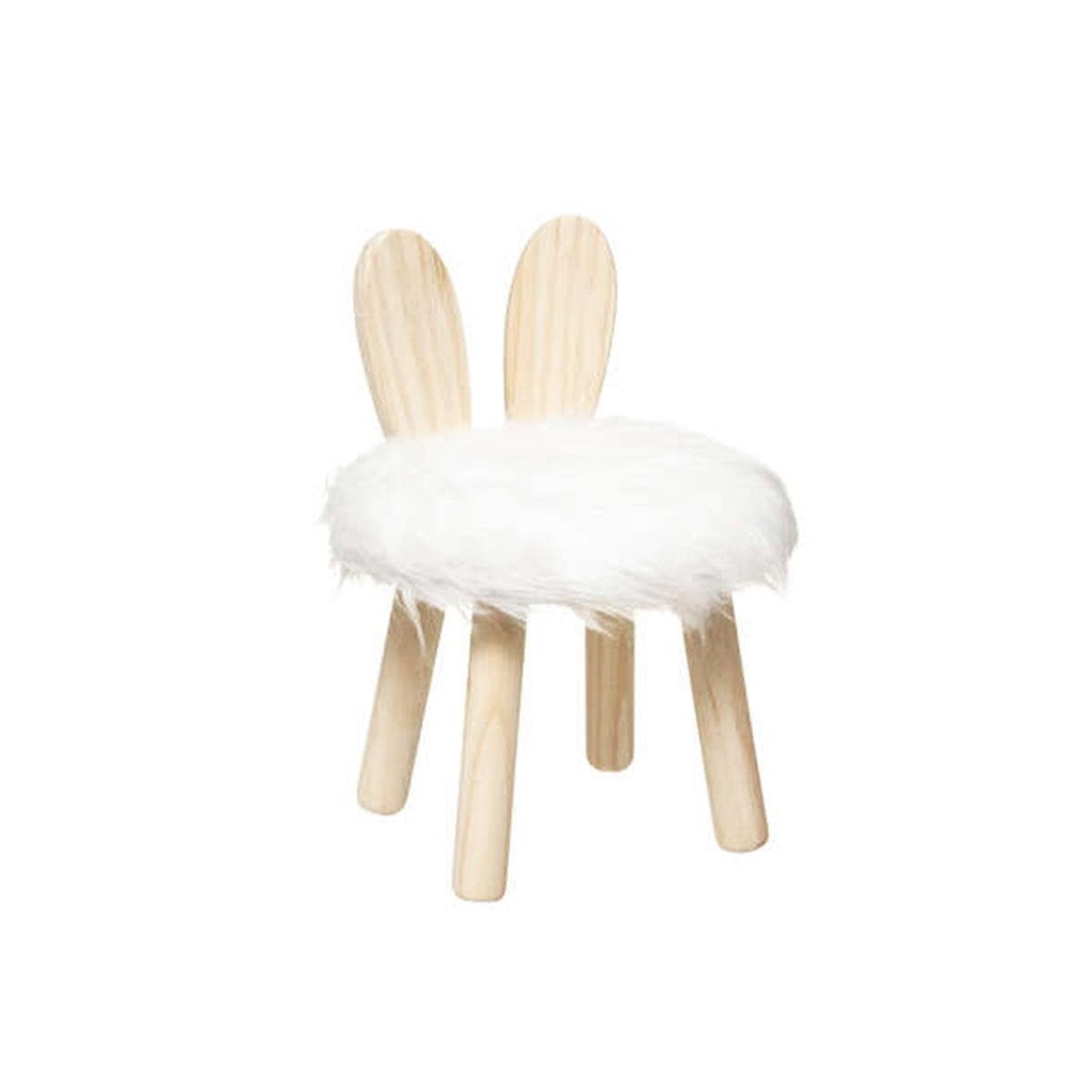 Voir la diapositive 1 : Atmosphera Kids Tabouret Enfant Lapin  Forêt  38cm Blanc