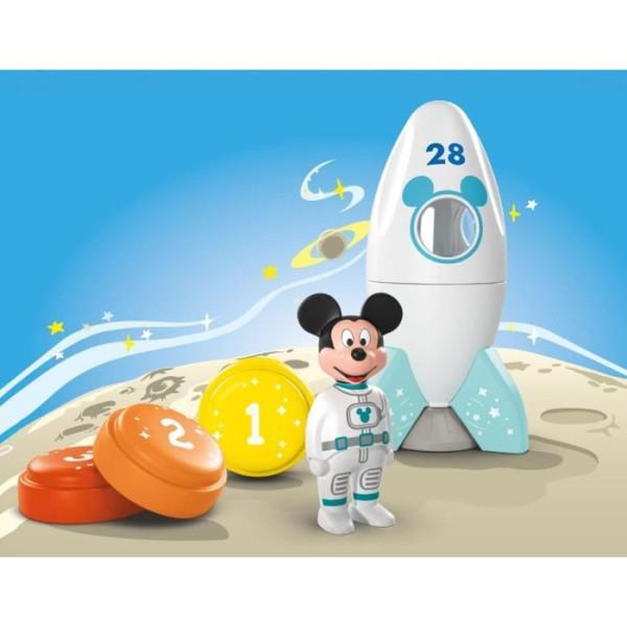 Voir la diapositive 2 : PLAYMOBIL PLAYMOBIL Junior 71771 Mickey astronaute avec sa fusée, Disney, 5 pieces, Des 12 mois