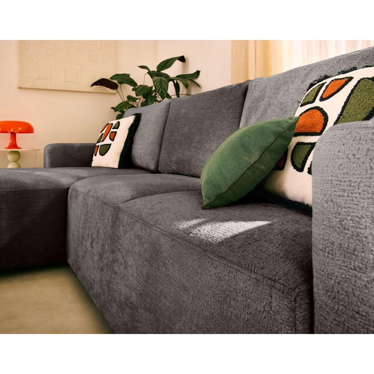 LISA DESIGN Livy - canapé d'angle réversible 4 places convertible avec coffre en velours texturé