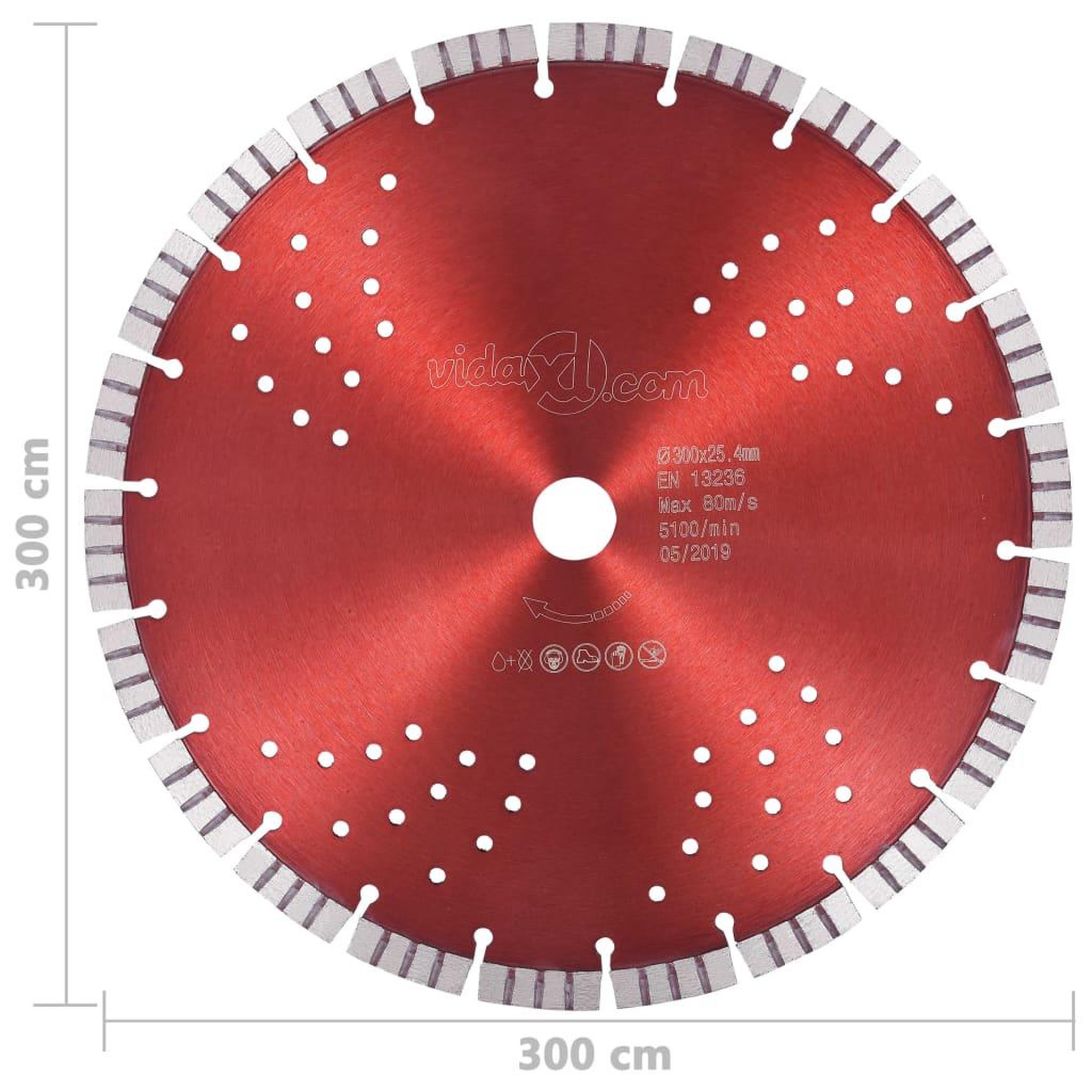 Voir la diapositive 4 : VIDAXL Disque de coupe diamante avec turbo et trous Acier 300 mm