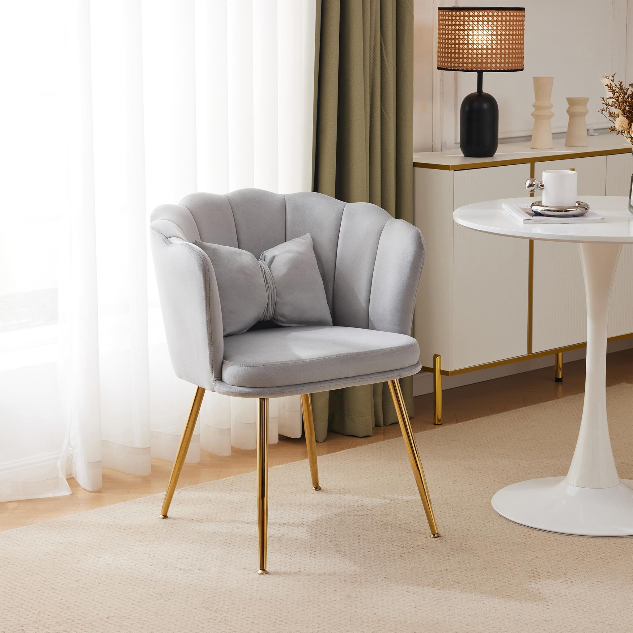 Voir la diapositive 3 : MERAX Fauteuil fixe avec coussin papillon et pieds en métal