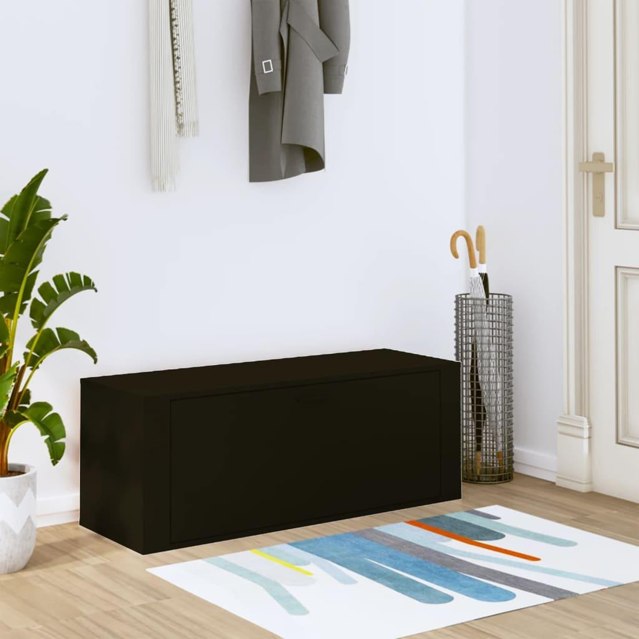 Voir la diapositive 1 : VIDAXL Armoire a chaussures murale Noir 100x35x38 cm Bois d'ingenierie