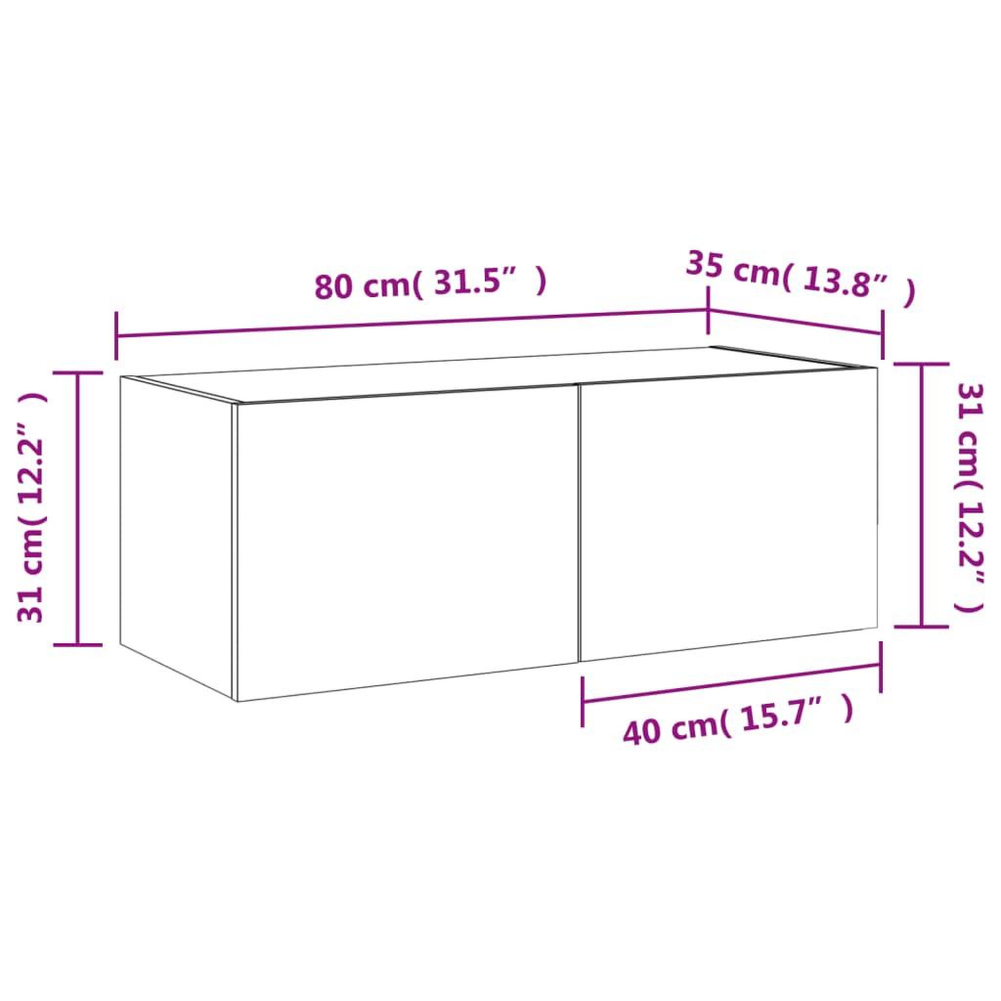 Voir la diapositive 6 : VIDAXL Meuble TV mural avec lumieres LED blanc 80x35x31 cm