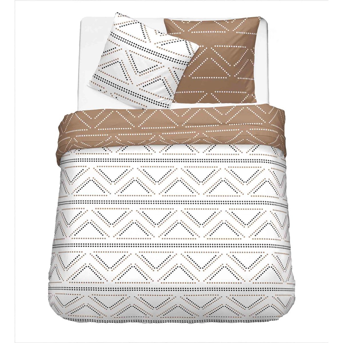Parure housse de couette en polycoton motifs géométriques SAHARA