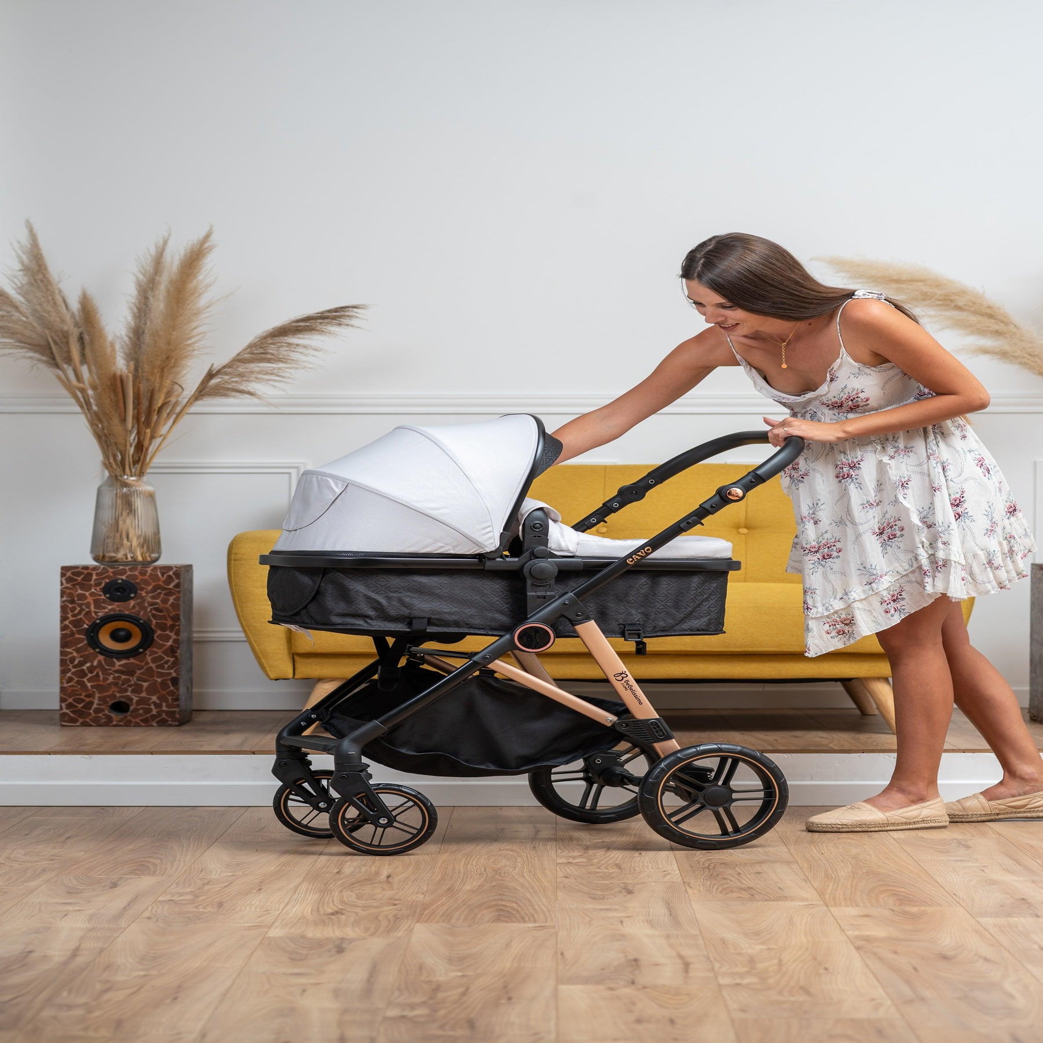Voir la diapositive 6 : BEBELISSIMO Poussette combinée trio 3 en 1 - siège auto 0+ CAVO – nacelle – dès la naissance – jusqu'à 22kg  - vert