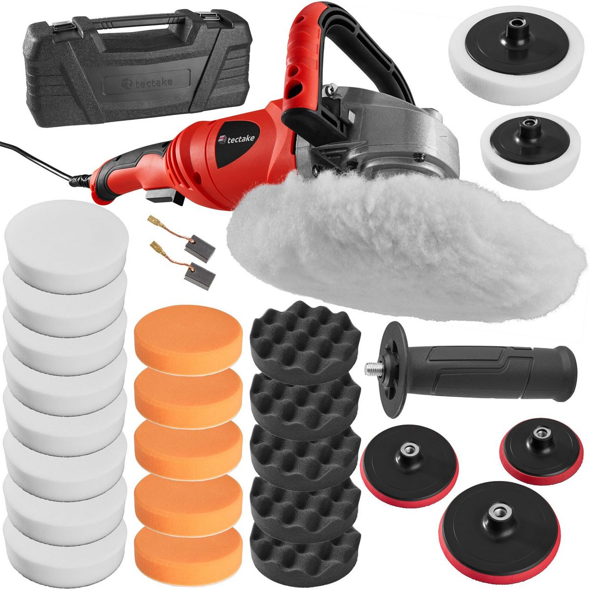tectake Lustreuse polisseuse rotative avec 25 accessoires 1400 W rouge