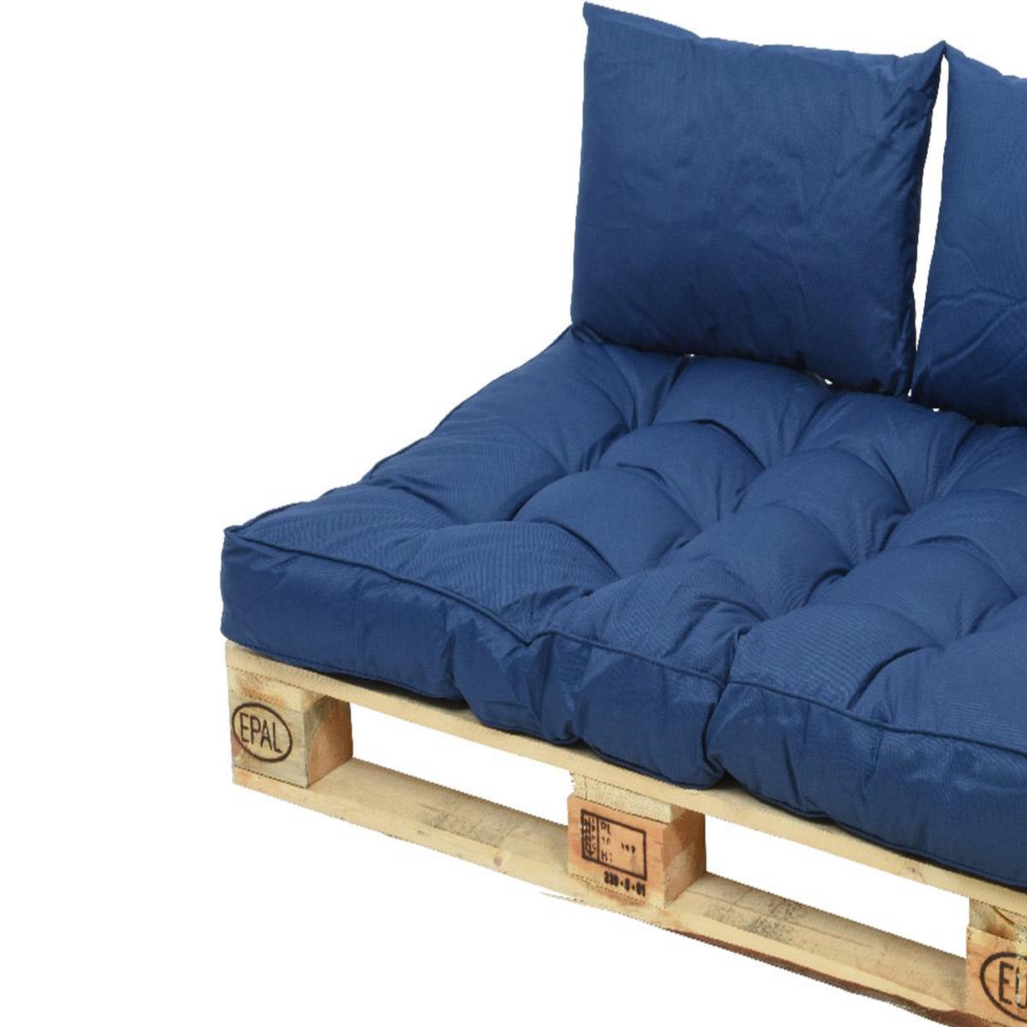Voir la diapositive 2 : JARDIDECO Ensemble coussin d'extérieur palette bleu - Jardideco