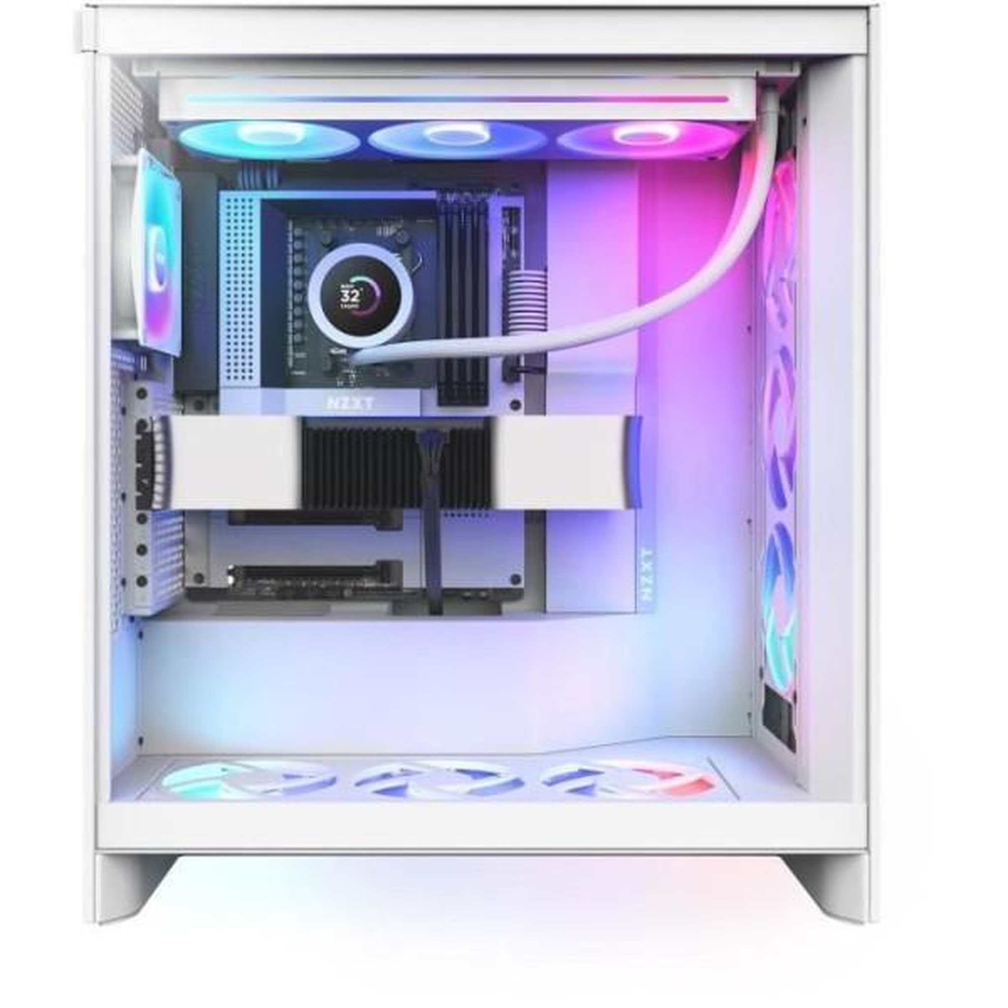 Voir la diapositive 2 : NZXT Watercooling - nzxt - rl-kr360-w2 - kraken plus 360 rgb - écran carré 1.54 personnalisable et ventilateurs rgb - blanc