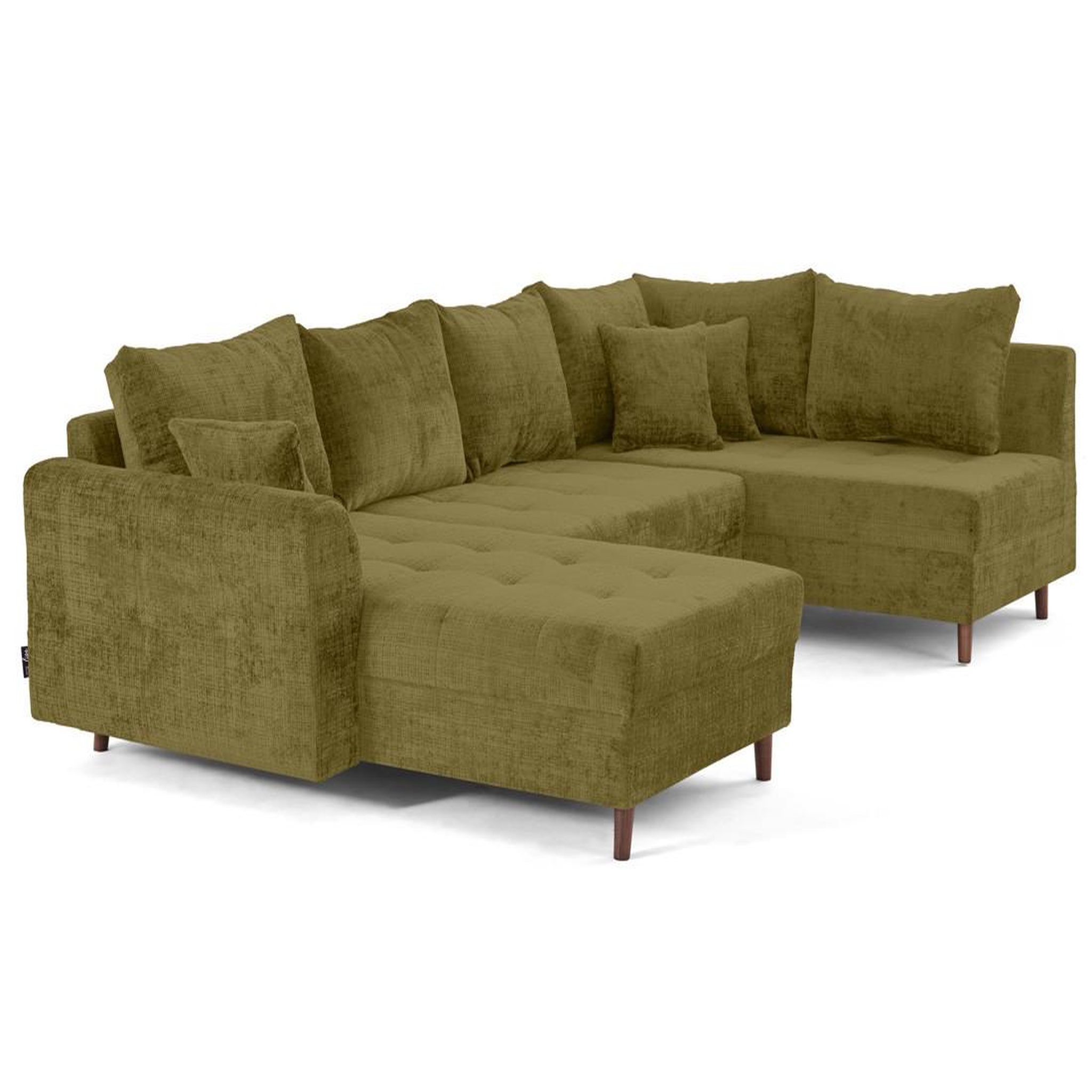 Voir la diapositive 4 : BEST MOBILIER Rune - canapé panoramique d'angle droit 7 places en velours texturé