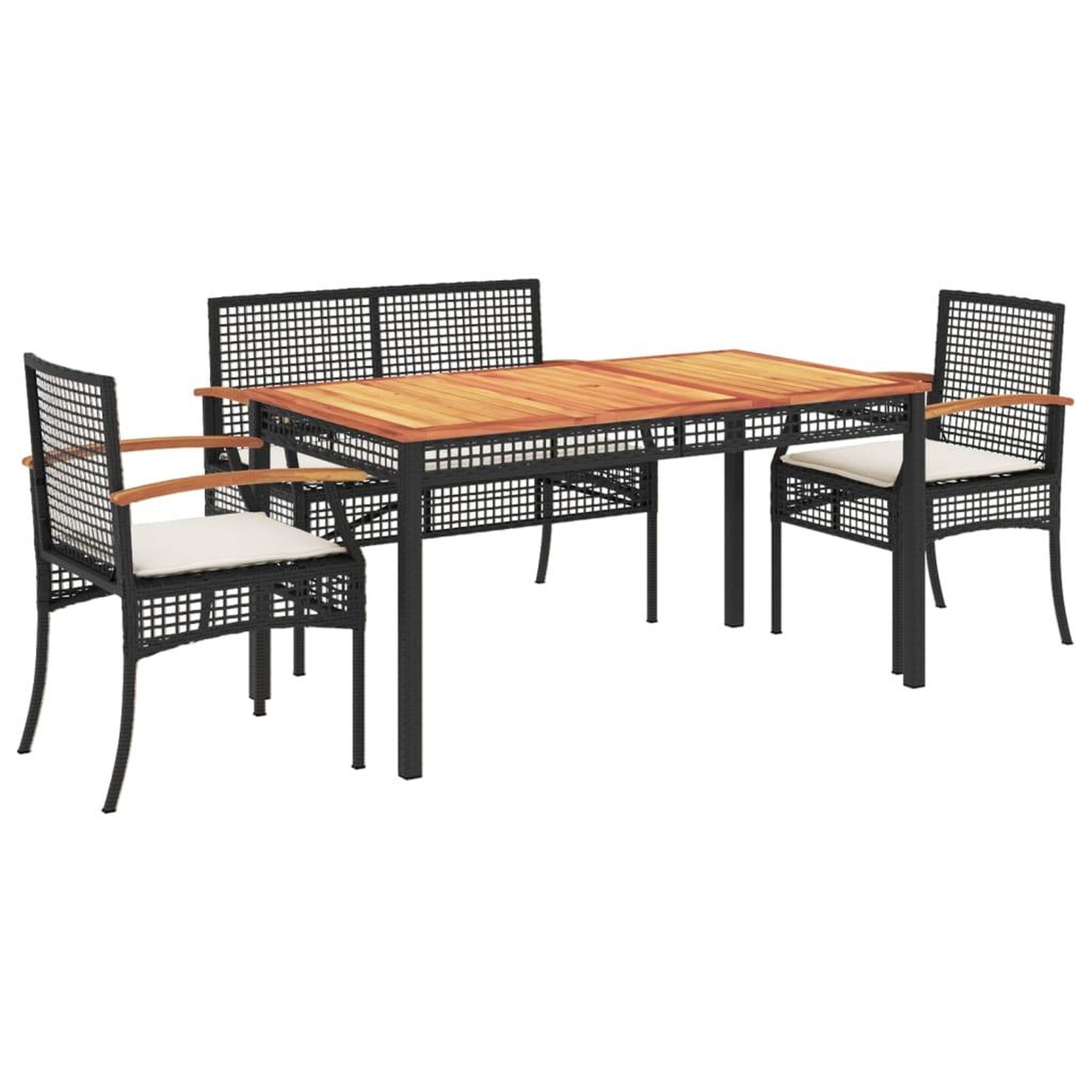 Voir la diapositive 2 : VIDAXL Ensemble a manger de jardin 4 pcs avec coussins noir