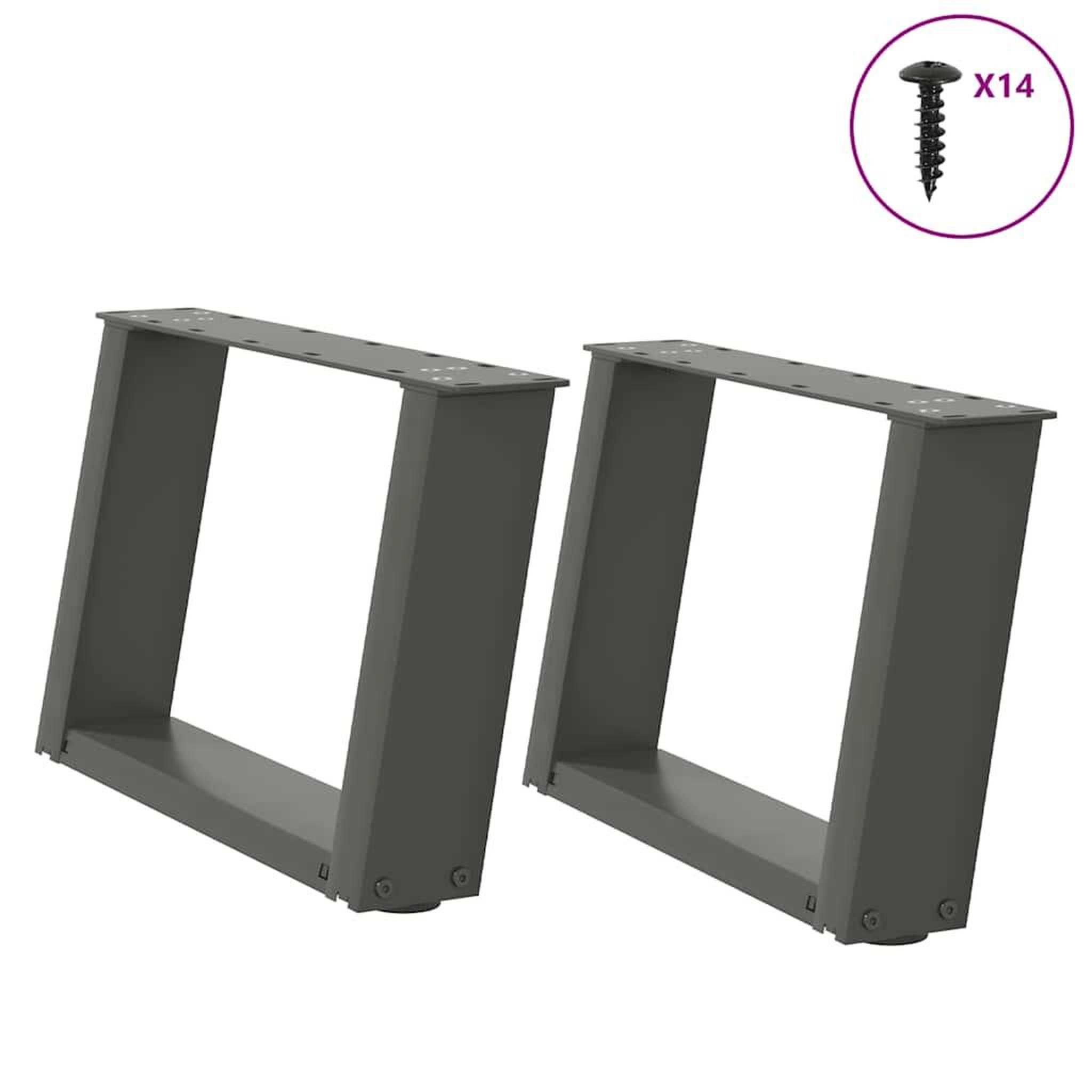 Voir la diapositive 1 : VIDAXL Pieds de table basse forme de U 2 pcs anthracite 50x(30-31) cm