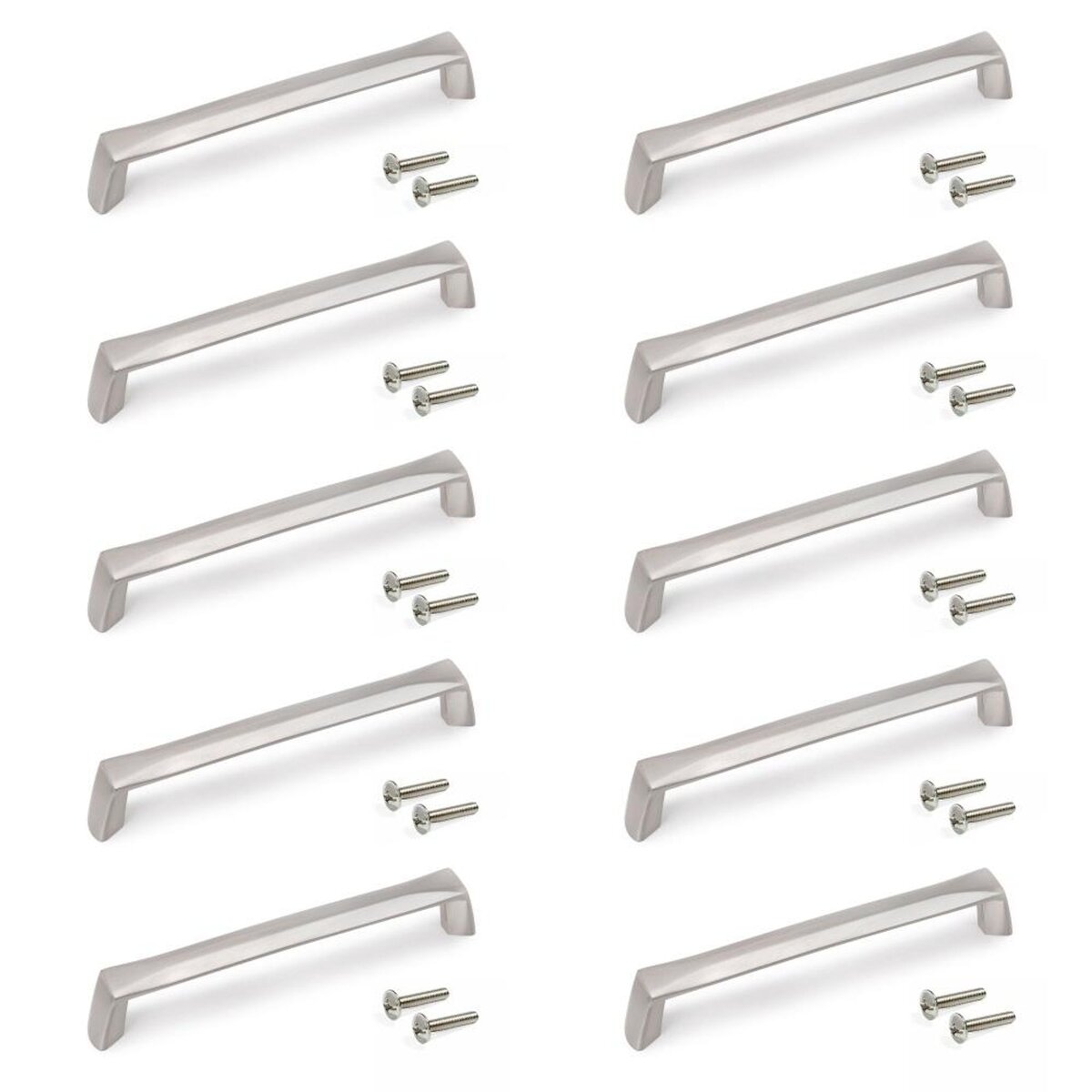 EMUCA SRL Lot de 10 poignées pour meubles Canton -  L142mm -  entraxe 128mm -  Zamak -  Nickel satiné