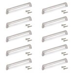EMUCA SRL Lot de 10 poignées pour meubles Canton -  L142mm -  entraxe 128mm -  Zamak -  Nickel satiné