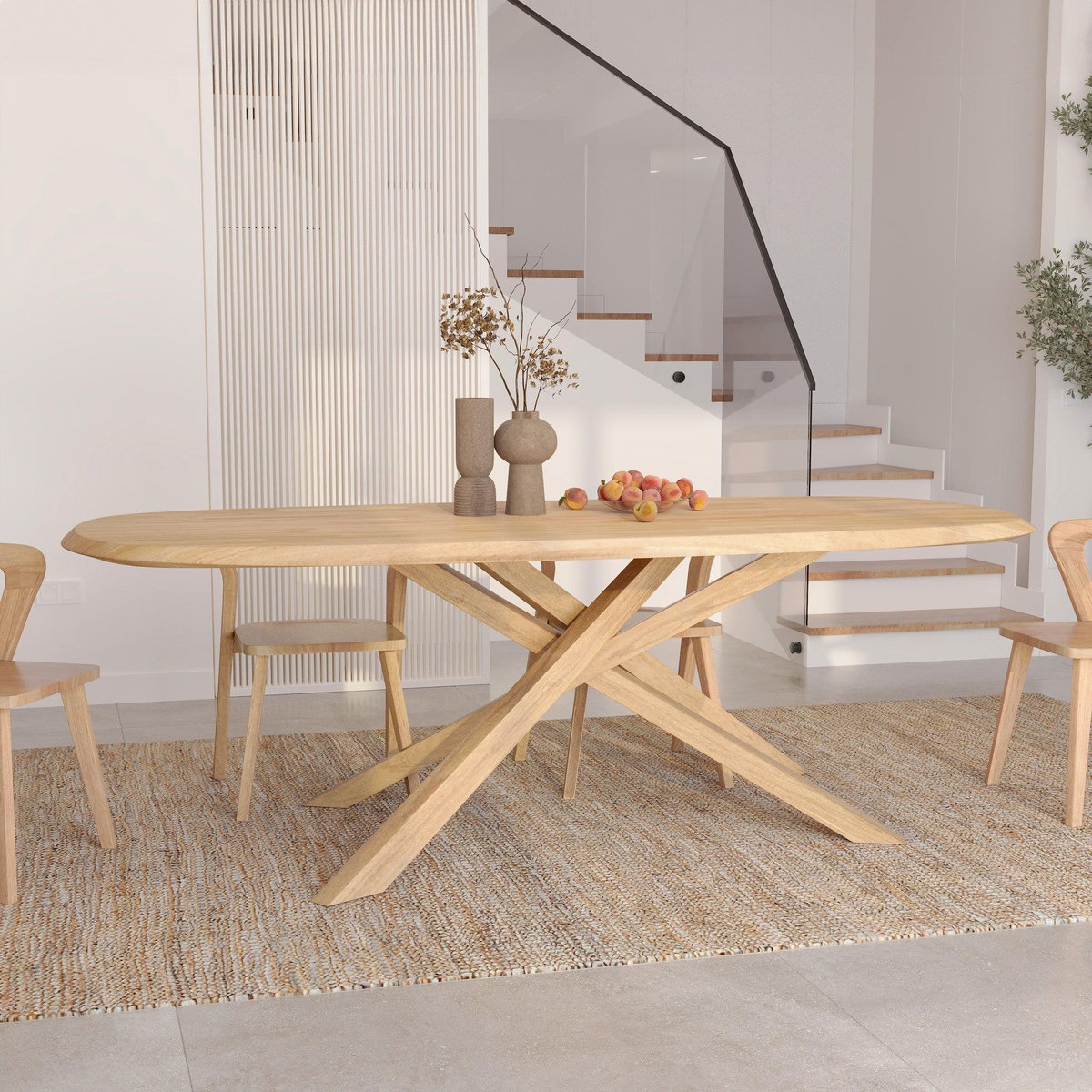 Rendez vous déco Table rectangulaire en bois d'hévéa massif clair 10 personnes-Aladin