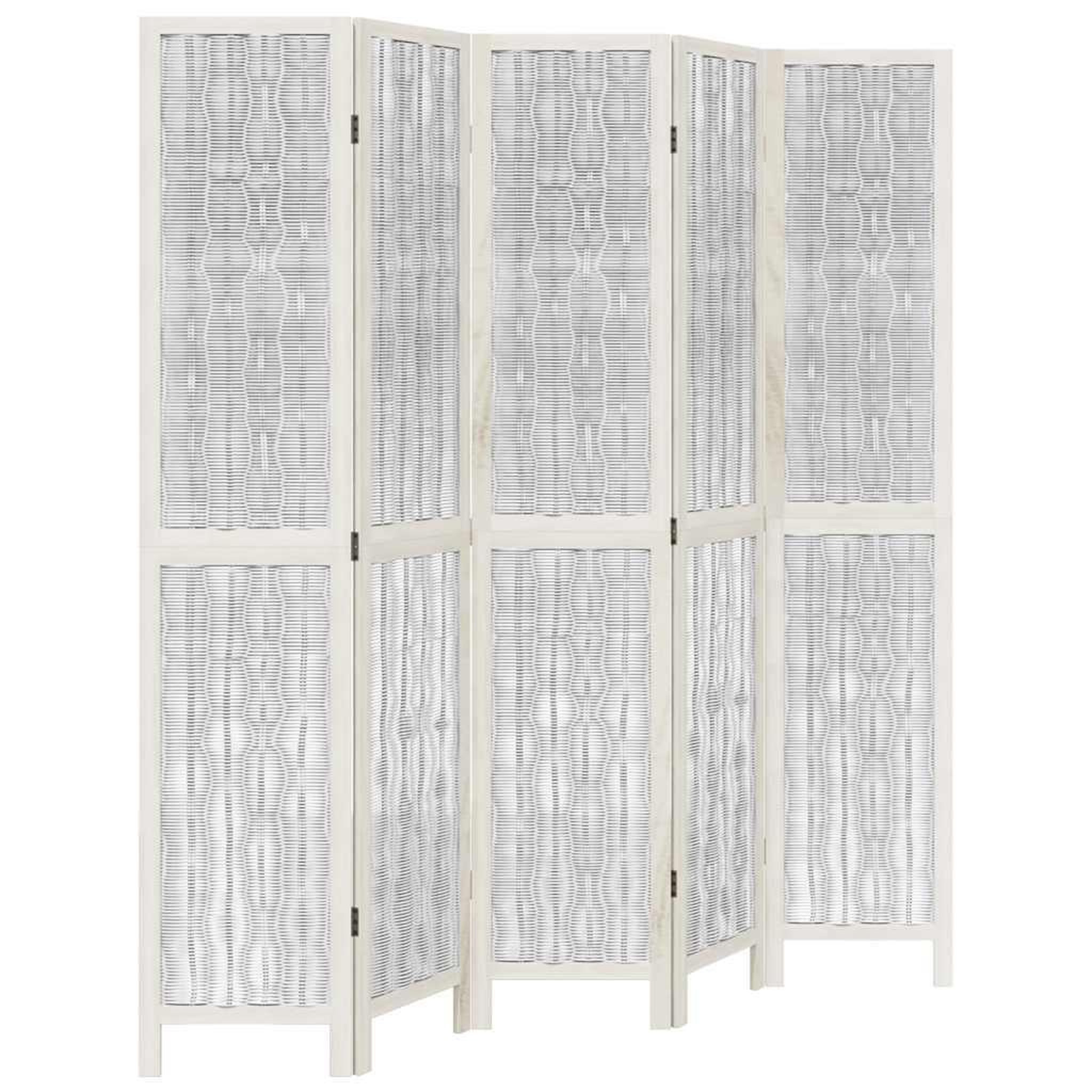 Voir la diapositive 2 : VIDAXL Cloison de separation 5 panneaux blanc bois de paulownia massif