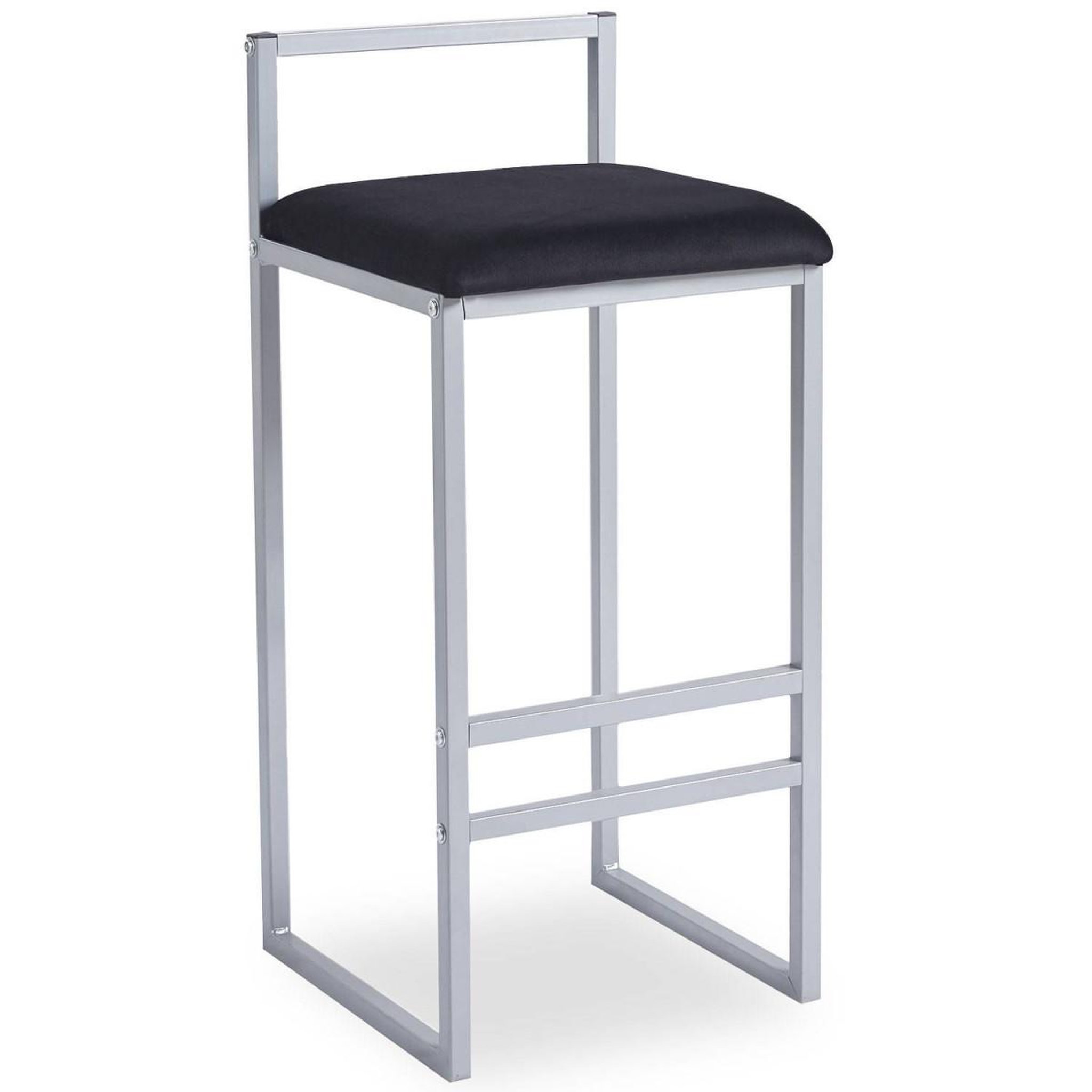 Voir la diapositive 2 : Paris Prix Tabouret de bar velours  dakota  80cm noir & argent