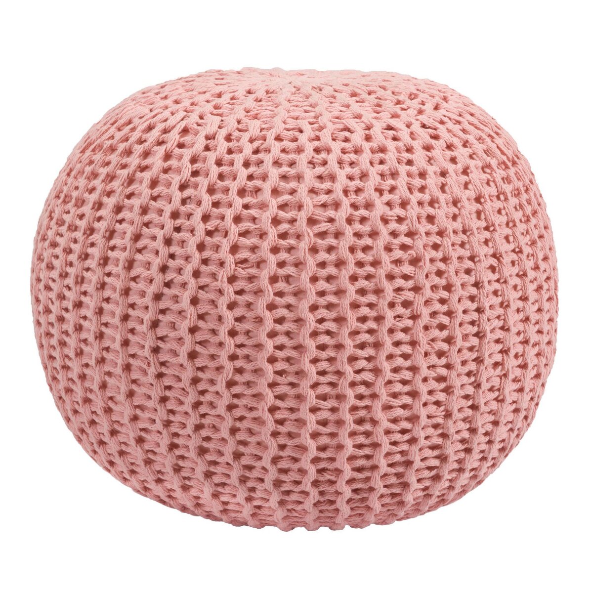 Rendez vous déco Pouf tricot rond en coton jaune moutarde D40 cm - Elisa