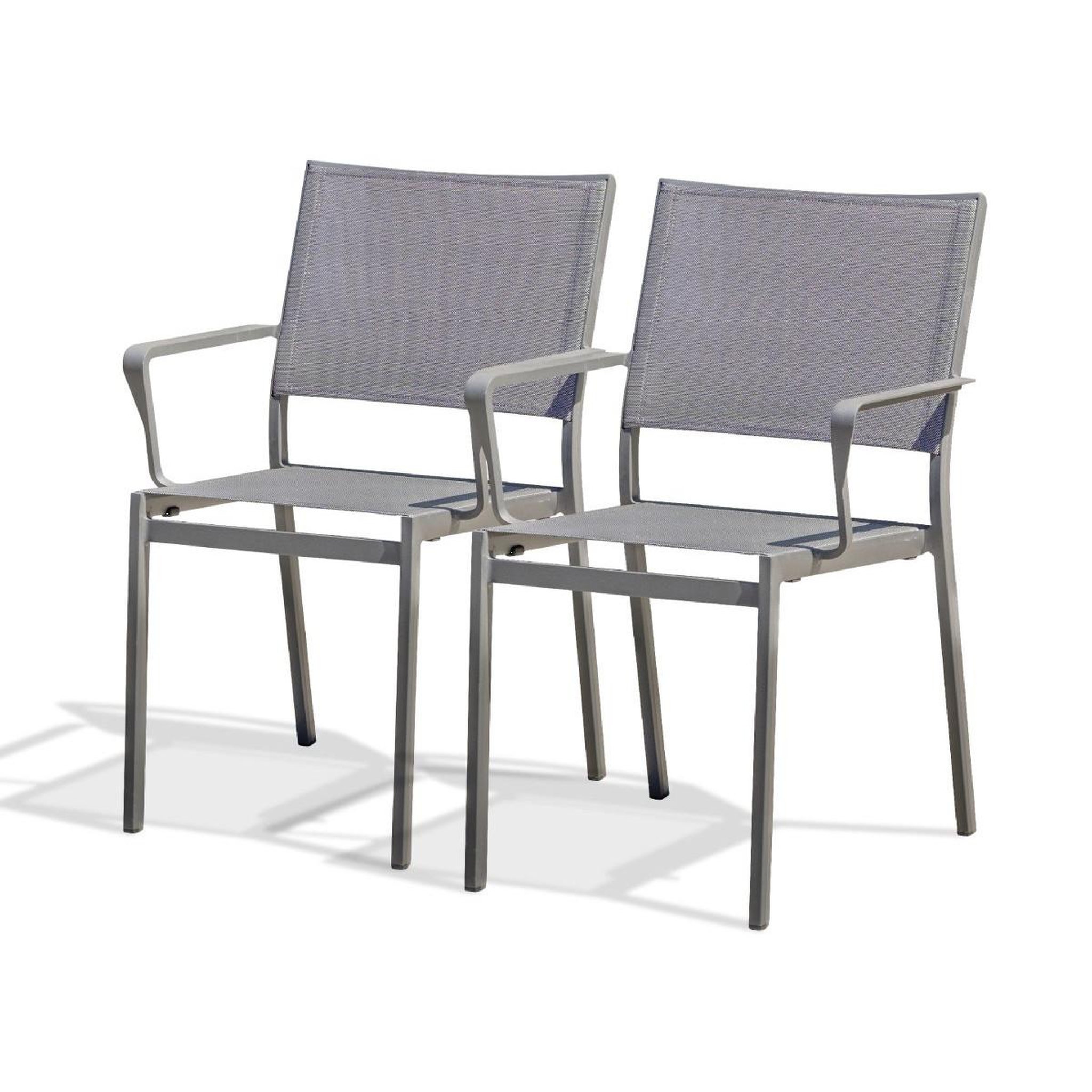 Voir la diapositive 2 : DCB GARDEN Lot de 2 Fauteuils de Jardin Empilables  Stockholm  84cm Gris Anthracite