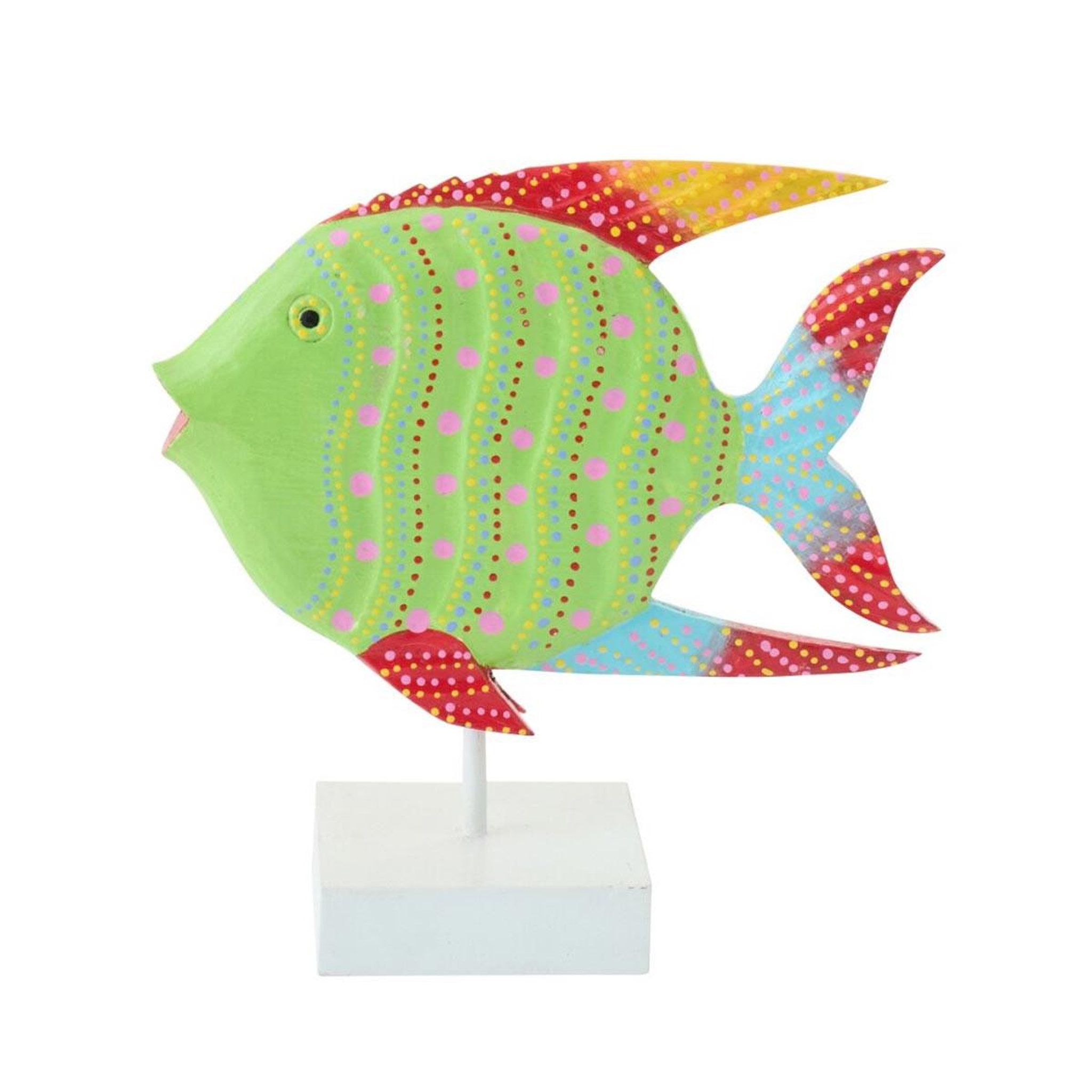 J-LINE Statuette déco poisson en bois  omi  28cm multicolore