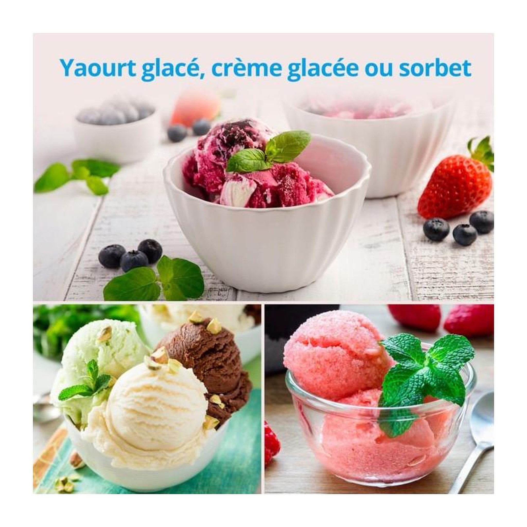Voir la diapositive 4 : Medion MEDION Sorbetiere et yaourtiere électrique en aluminium avec compresseur, machine a glace d'une capacité d'1,5 litre (correspo