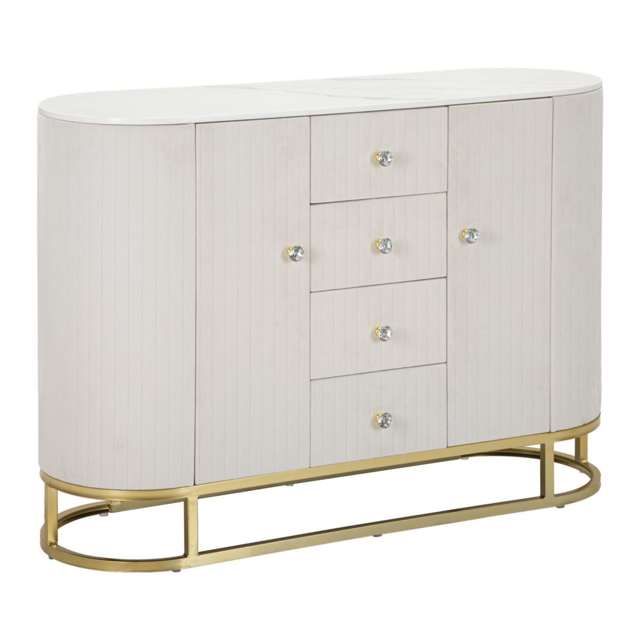 Paris Prix Buffet design effet marbre  montpellier  120cm crème & or