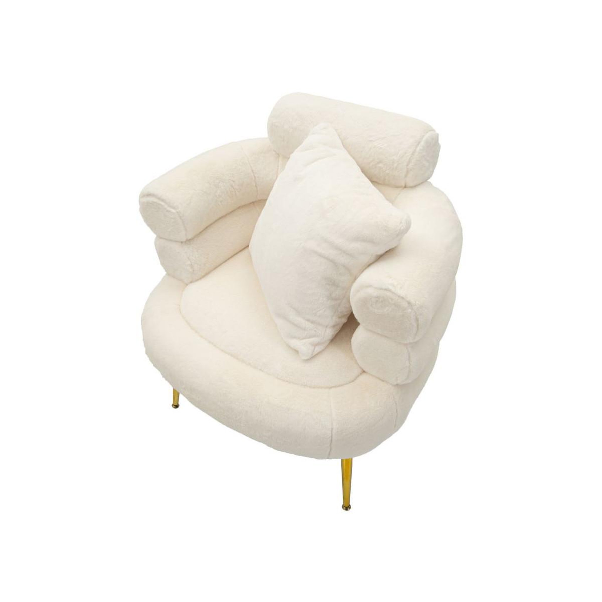Voir la diapositive 4 : Paris Prix Fauteuil imitation fourrure  soffy+  85cm blanc & or