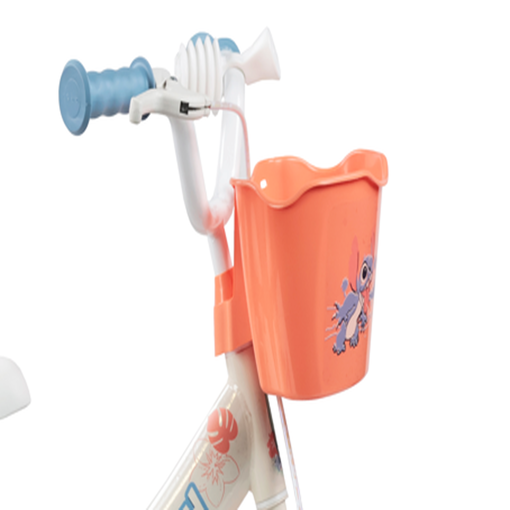 Voir la diapositive 5 : DISNEY Vélo enfant 12'' STITCH / DISNEY (Taille enfant < 95 cm) avec 1 frein, panier avant, porte poupée, stabilisateurs & Casque inclus !