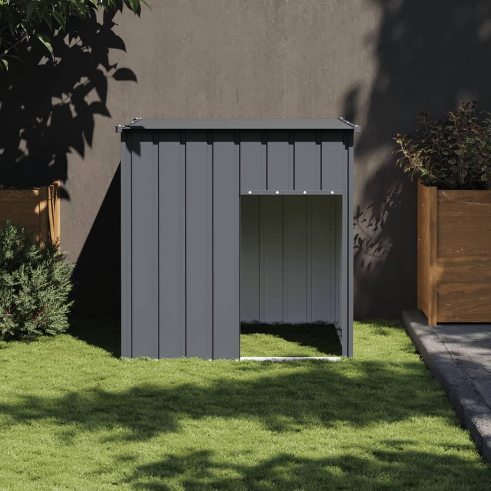 Voir la diapositive 1 : VIDAXL Niche pour chien avec toit anthracite acier galvanise