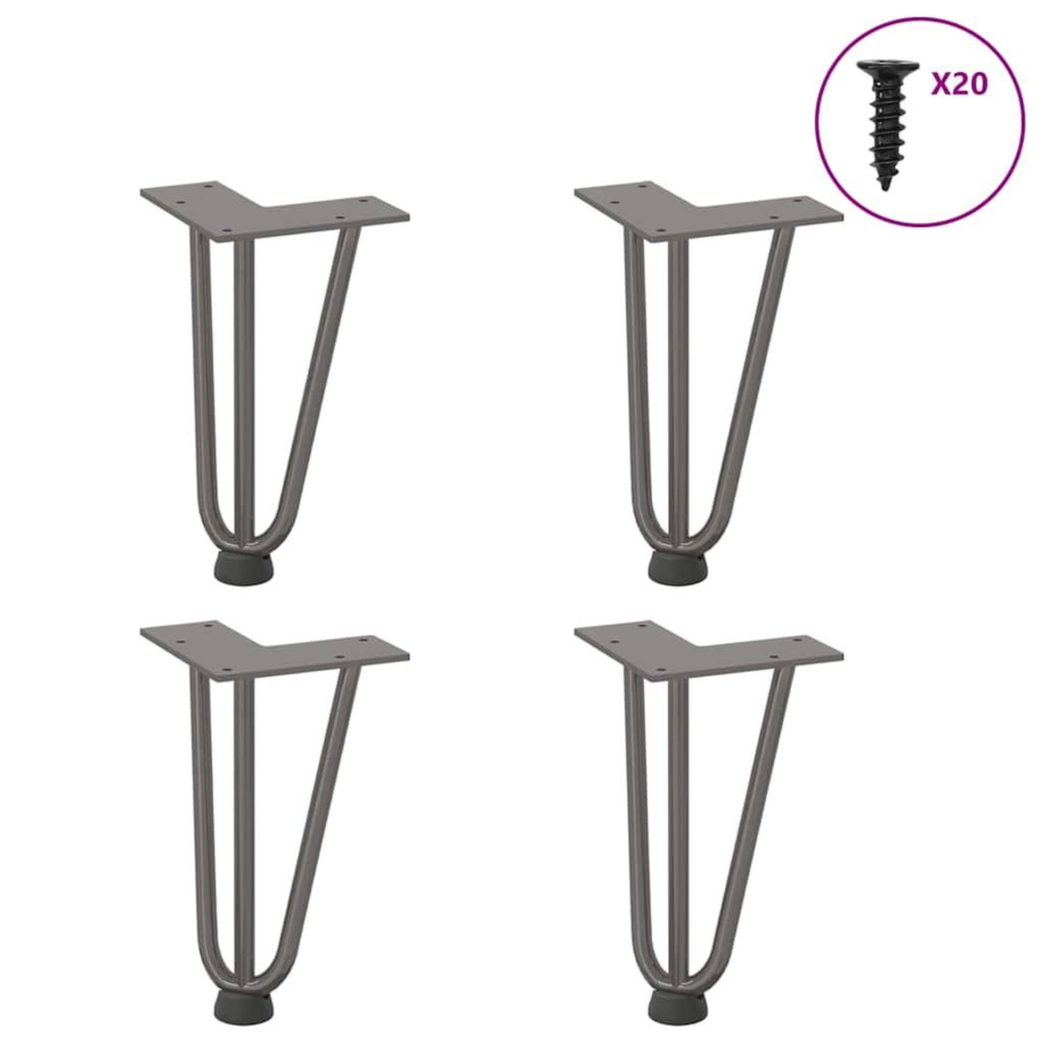 VIDAXL Pieds de table en forme d'epingle a cheveux 20 cm acier massif