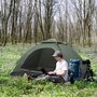 OUTSUNNY Tente de camping 2 personnes dim. 206L x 152l x 110H cm - portes zippée, poche rangement sac de transport inclus - fibre verre polyester Oxford gris vert