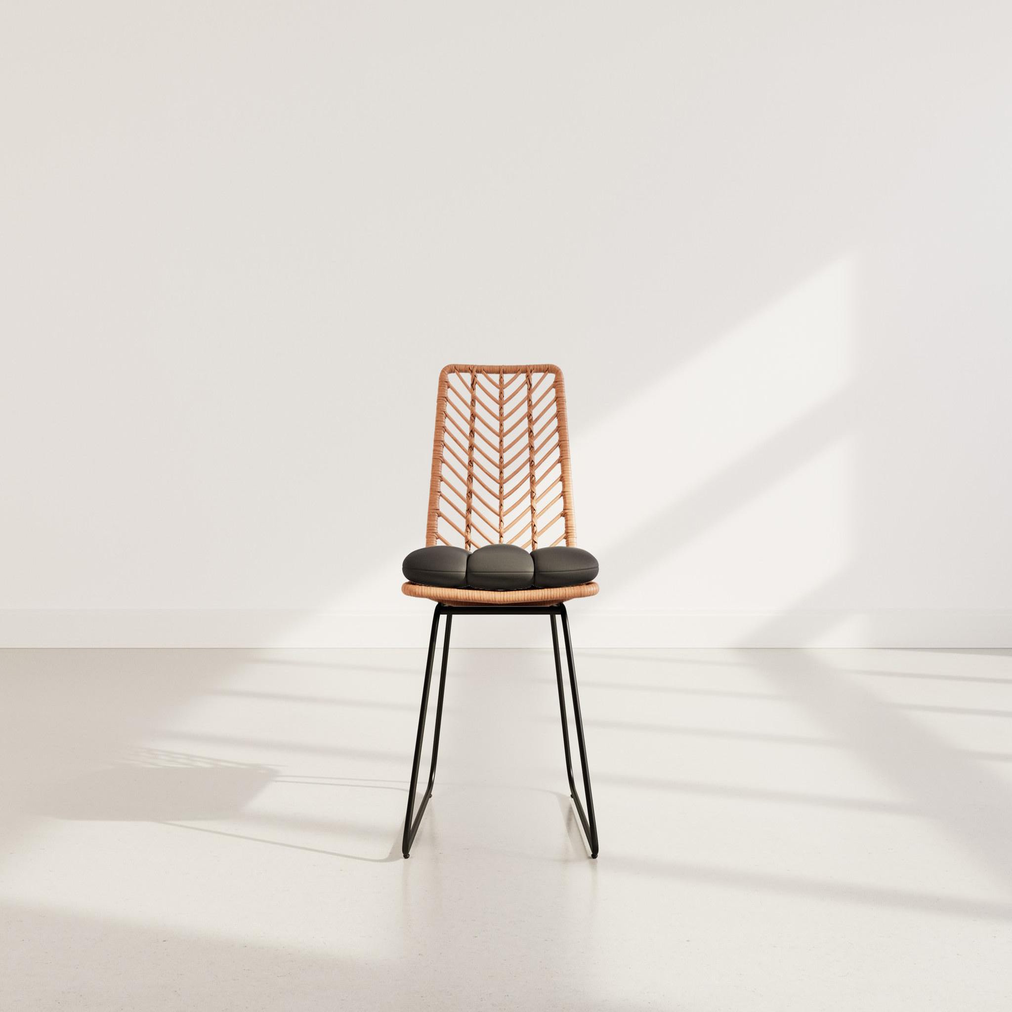 Voir la diapositive 2 : BEST MOBILIER Forenza - lot de 4 chaises - effet rotin - coloris bois et noir