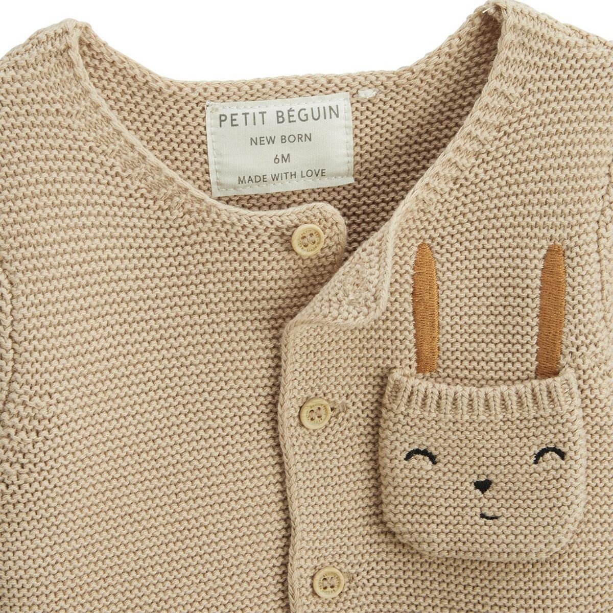 Petit Béguin Ensemble gilet et pantalon avec pieds bébé en tricot Hello Baby