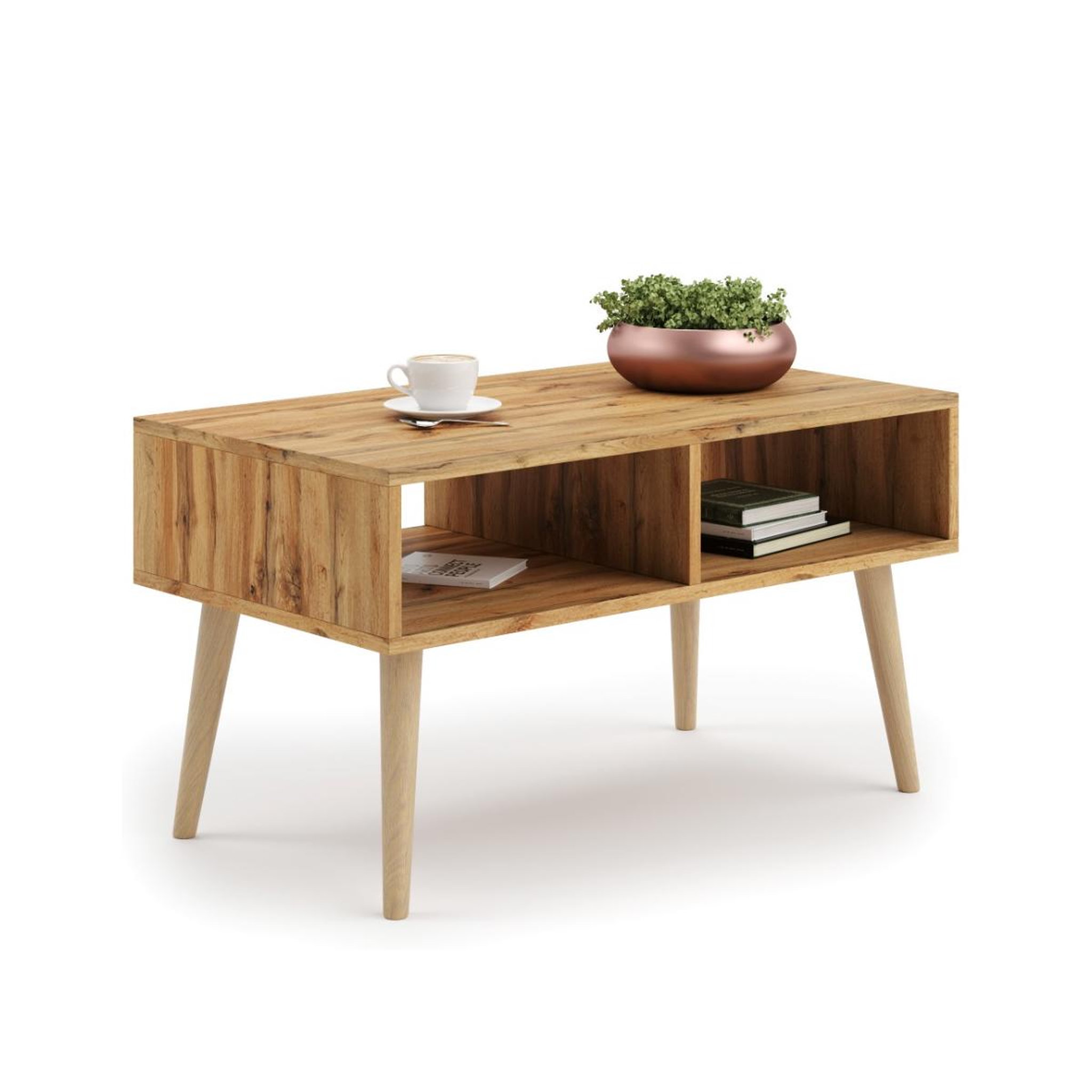 KOBI Table Basse SANDI en Bois Foncé - Élégance Scandinave